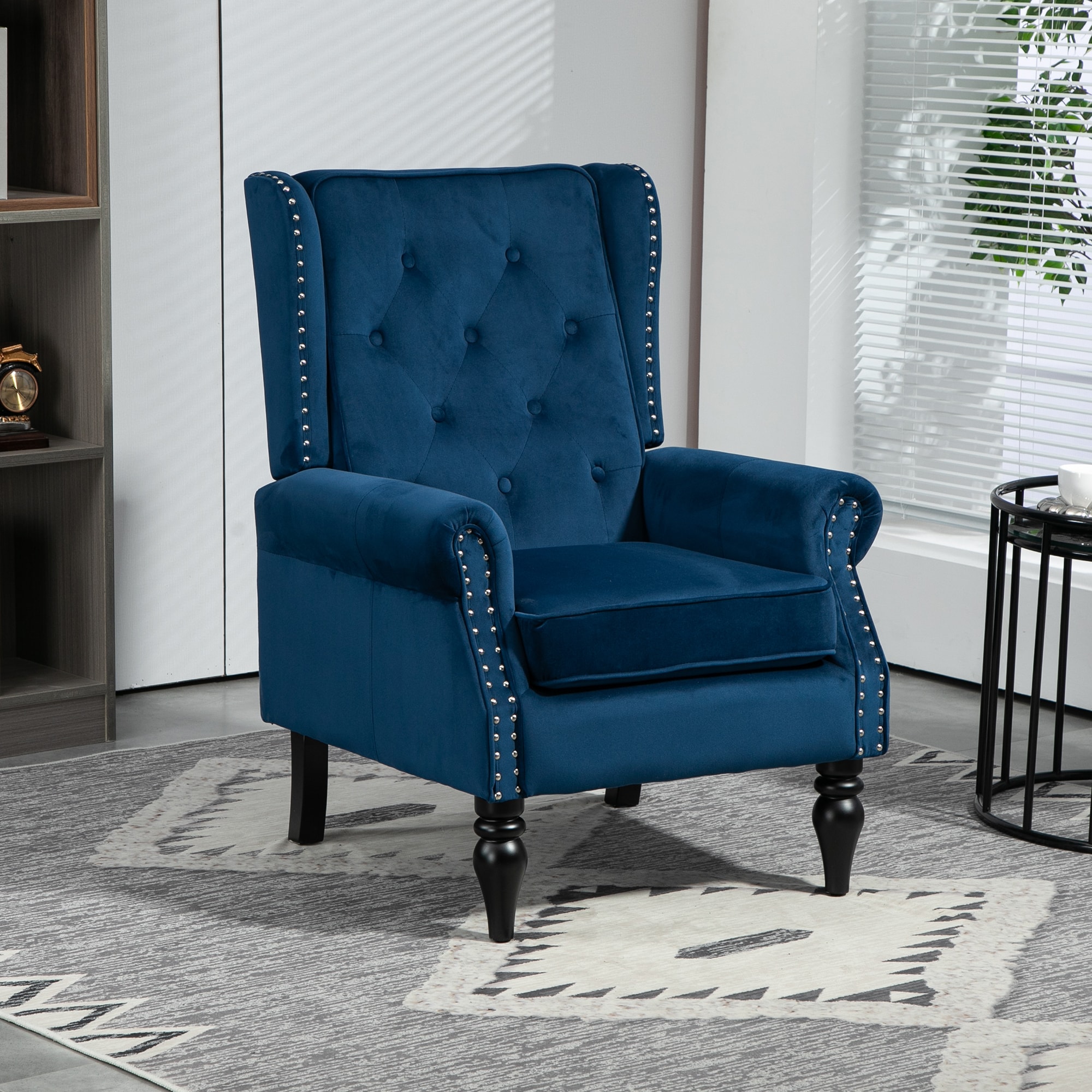 prilinex W395P188085 Modern Navy Velvet Accent Chair