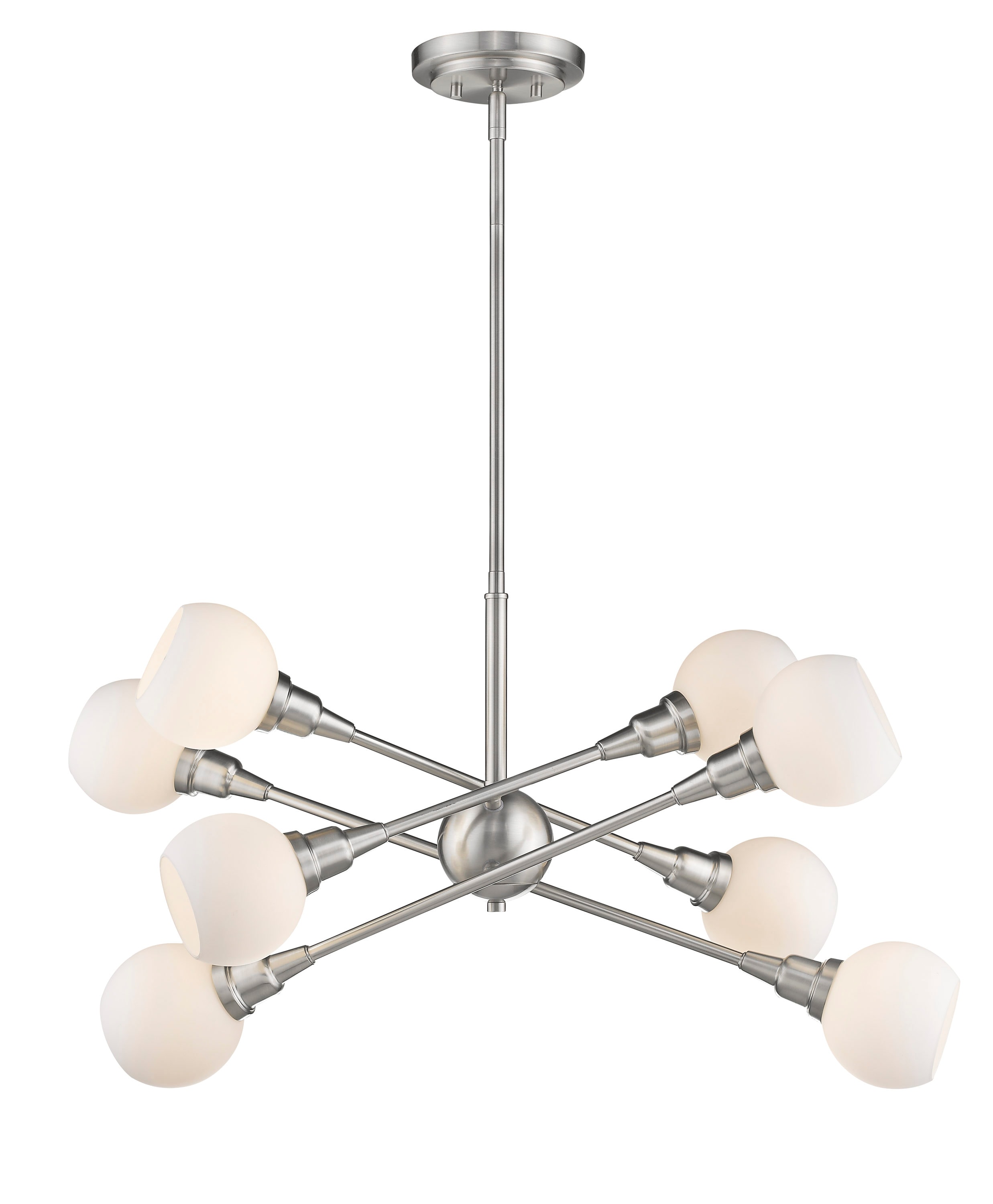 Z-Lite Tian 8-Light Brushed Nickel Modern/Contemporary White Glass 