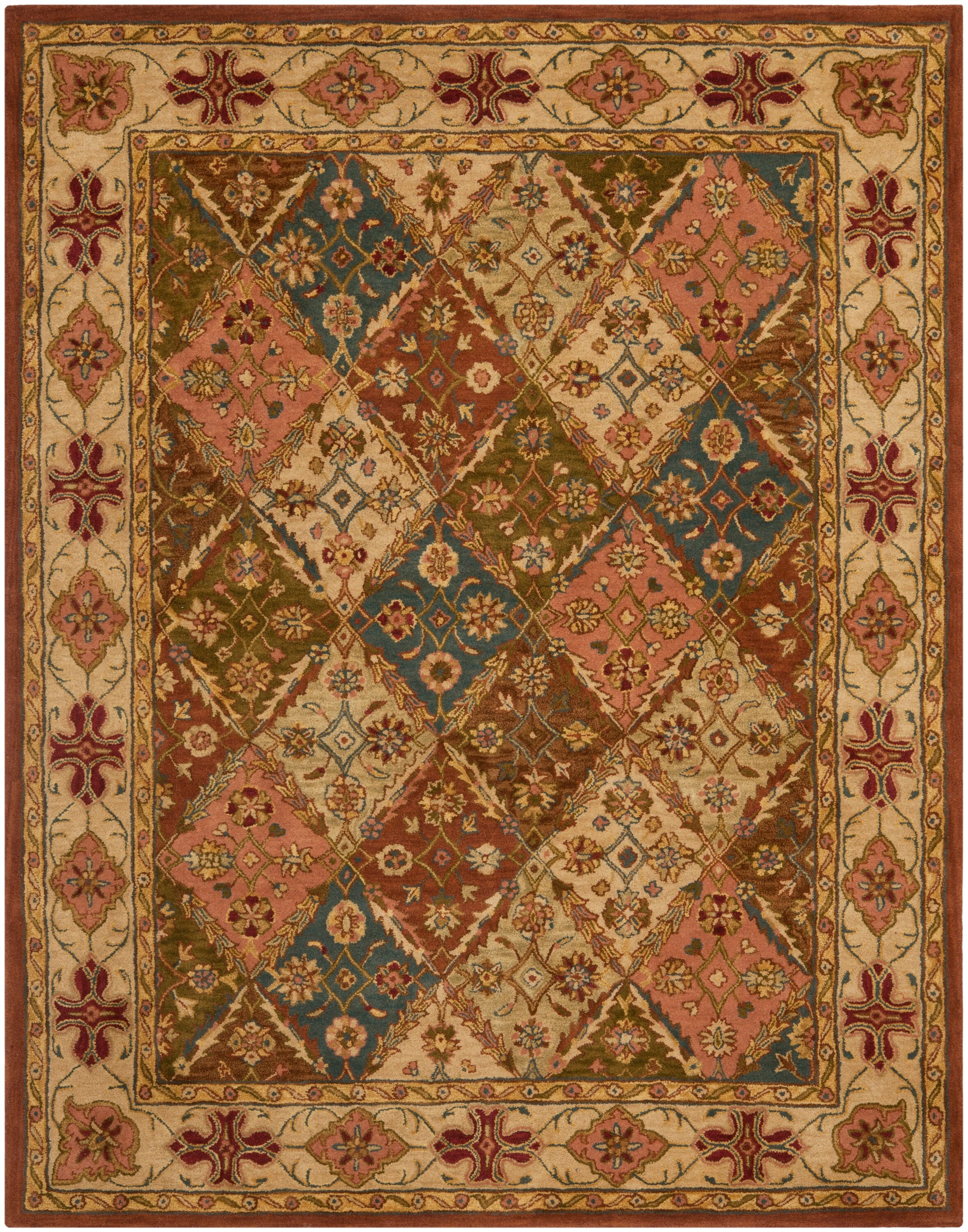 Beige Rectangular Handmade Wool Tufted Area Rug