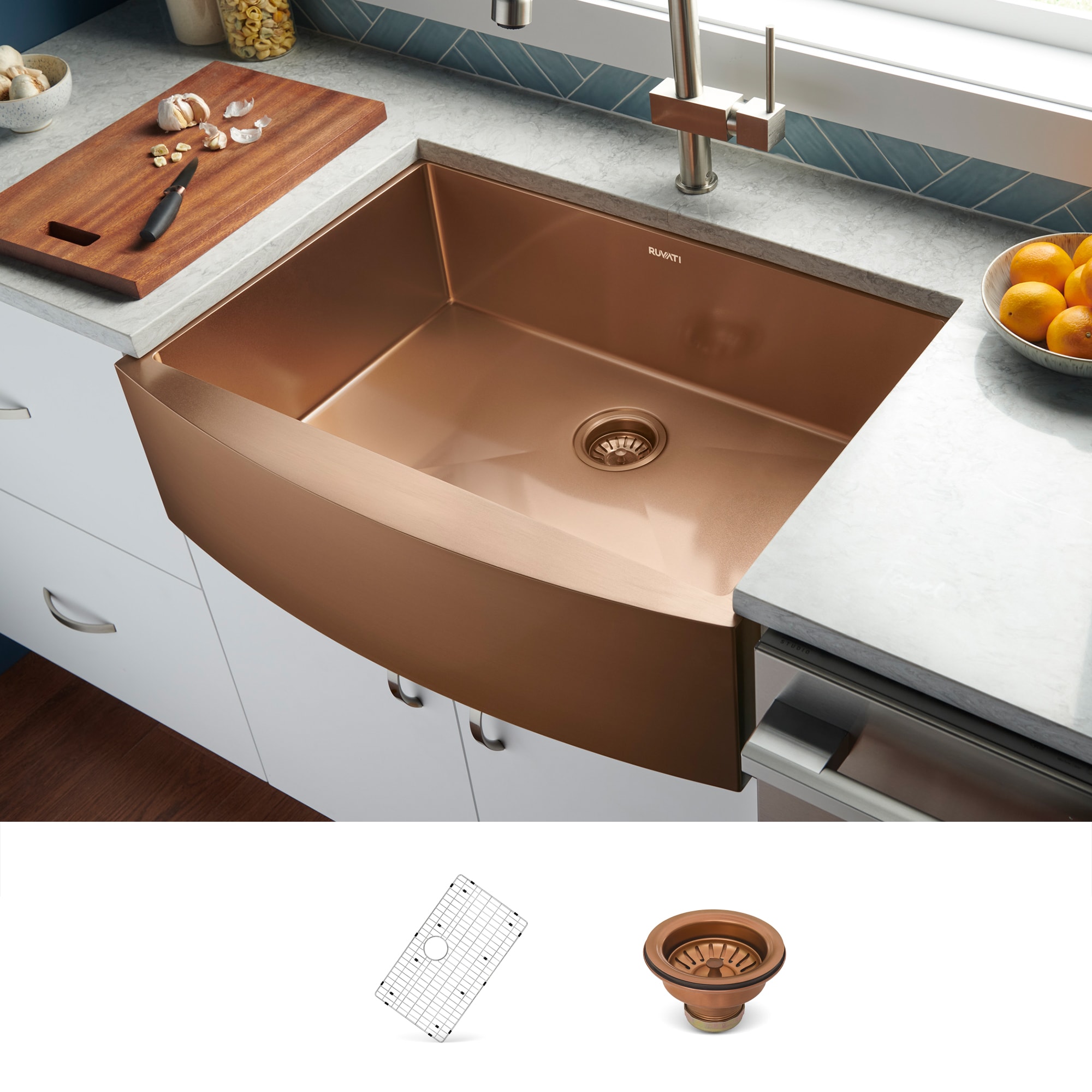 Ruvati RVH9733CP Terraza Undermount 33-in x 22-in Stainless steel Single bowl 16 -Gauge Kitchen Sink