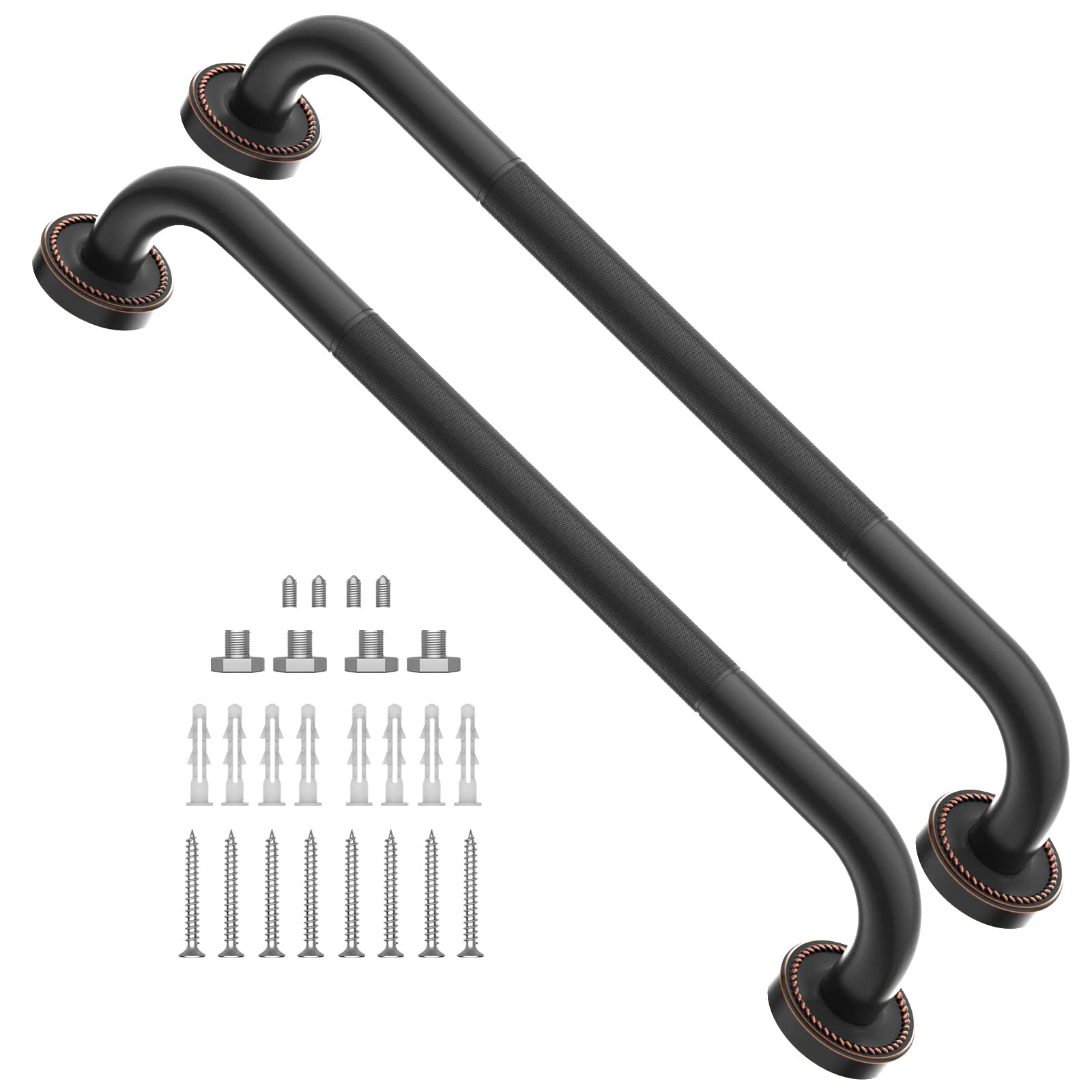 AOIZGMY  2 pack 20 inch oil rubbed black bronze antique brass shower grab bar knurled bath balance bar safety handrail support for bathroom