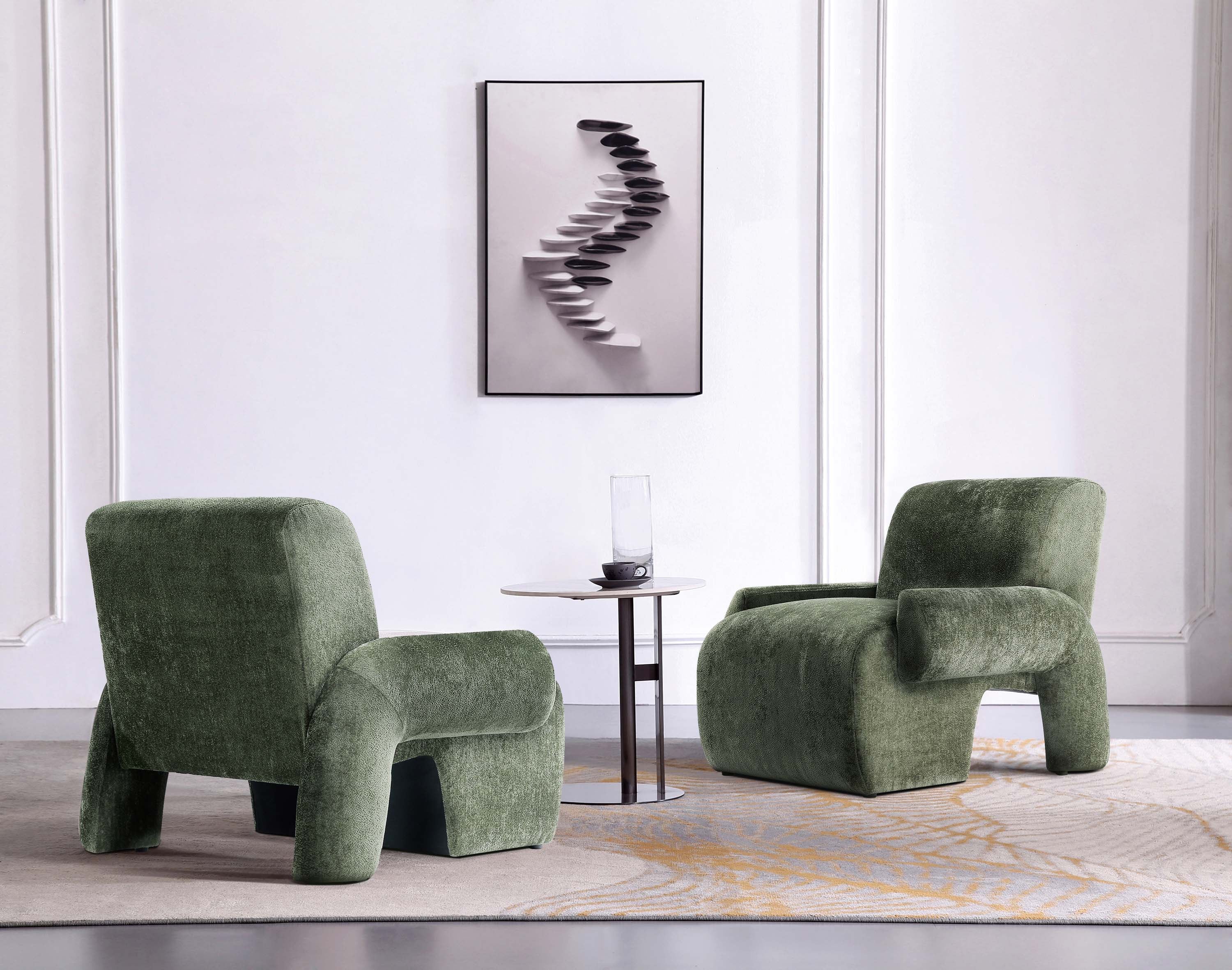 Manhattan Comfort 2-AC069-OG 2 Modern Olive Green Chenille Accent Chair