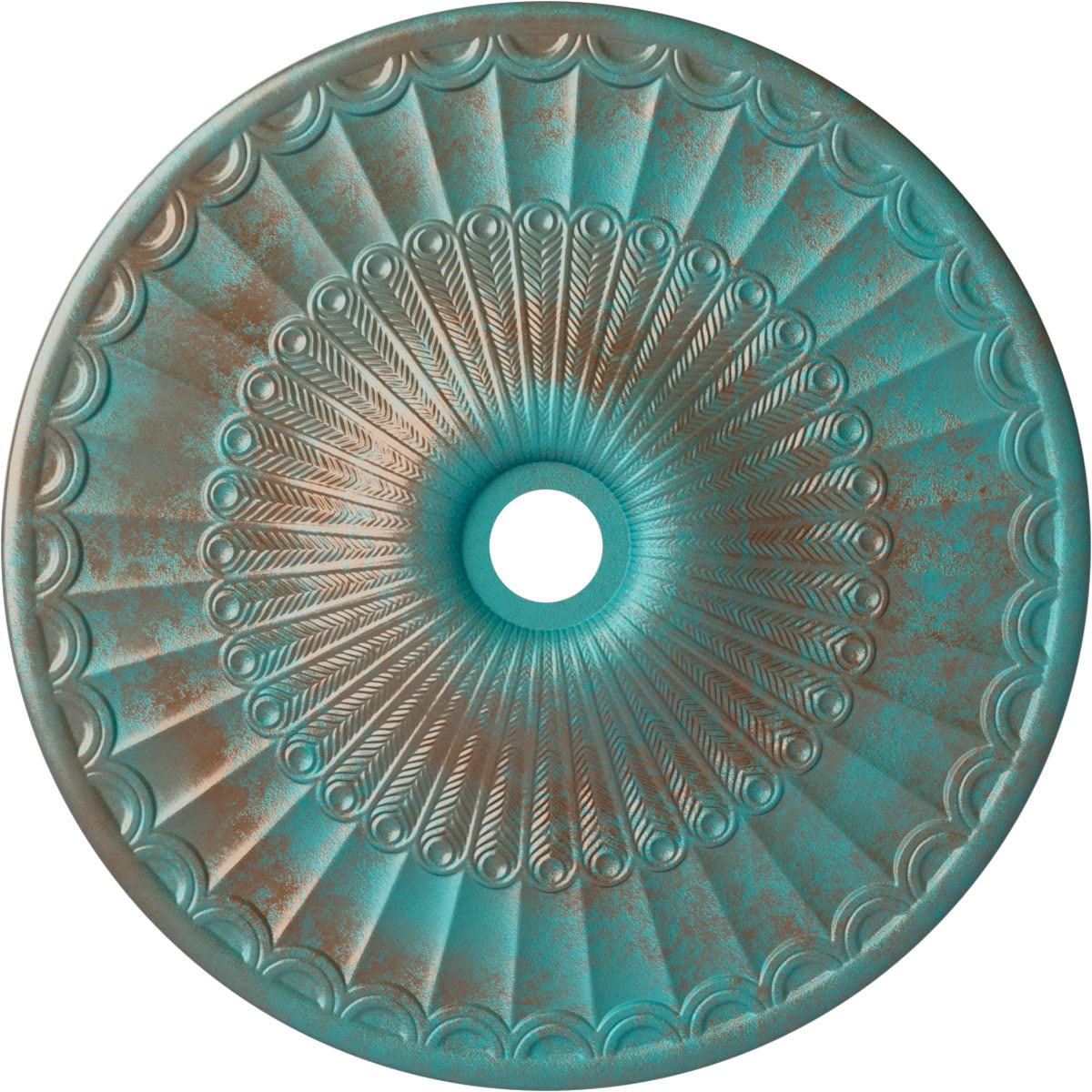 Ekena Millwork CM36GLCGS Galveston 36.625-in W x 36.625-in L Painted Copper Green Patina Polyurethane Whole Ceiling Medallion