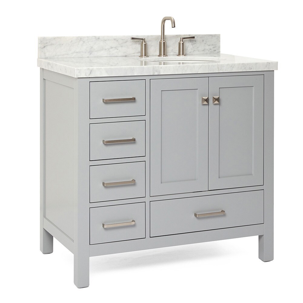 ARIEL Cambridge 37-in Grey Undermount Single Sink Bathroom Vanity with ...