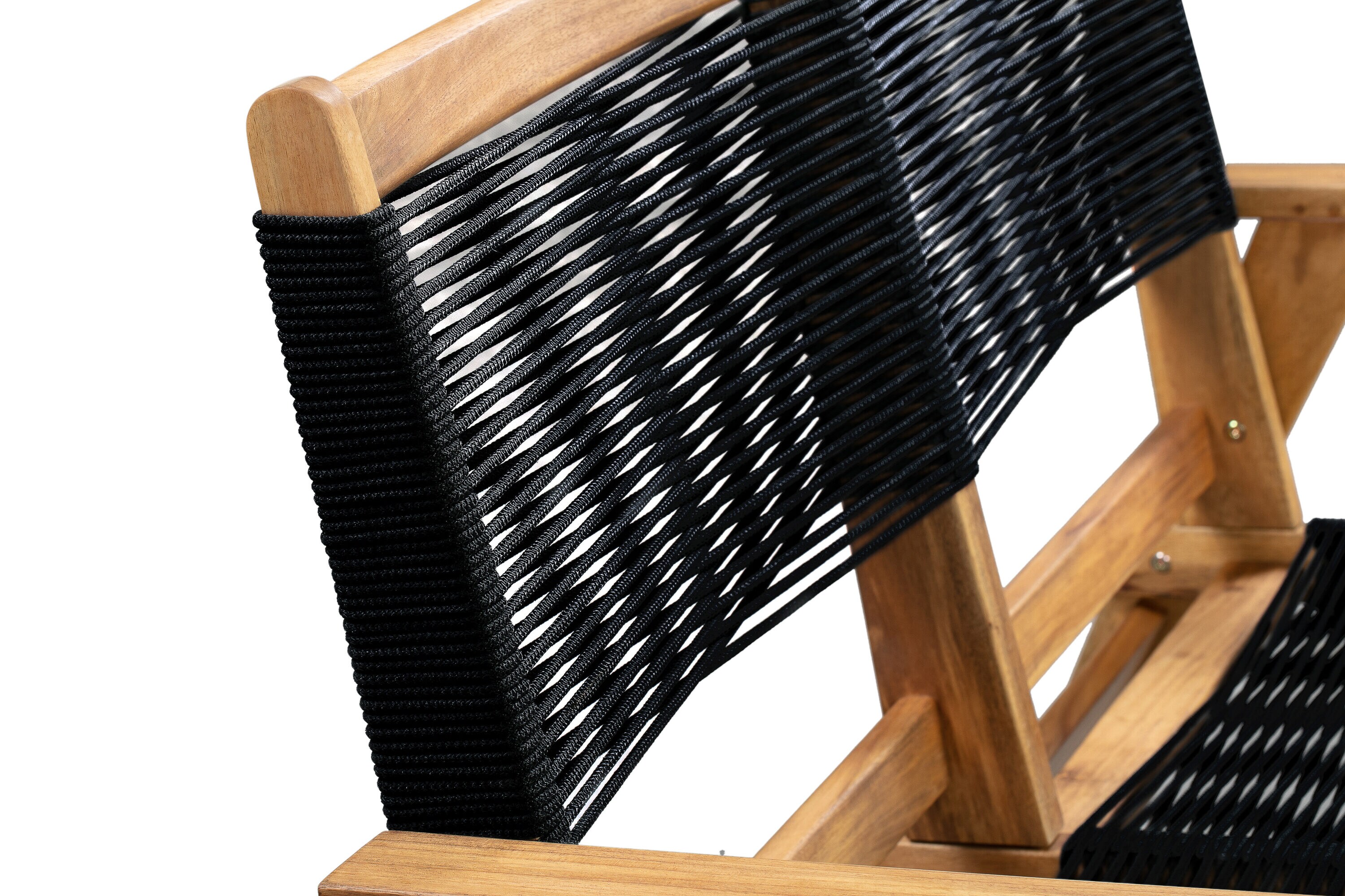 Kingsmen Teak and Black Cordage Loveseat Bench