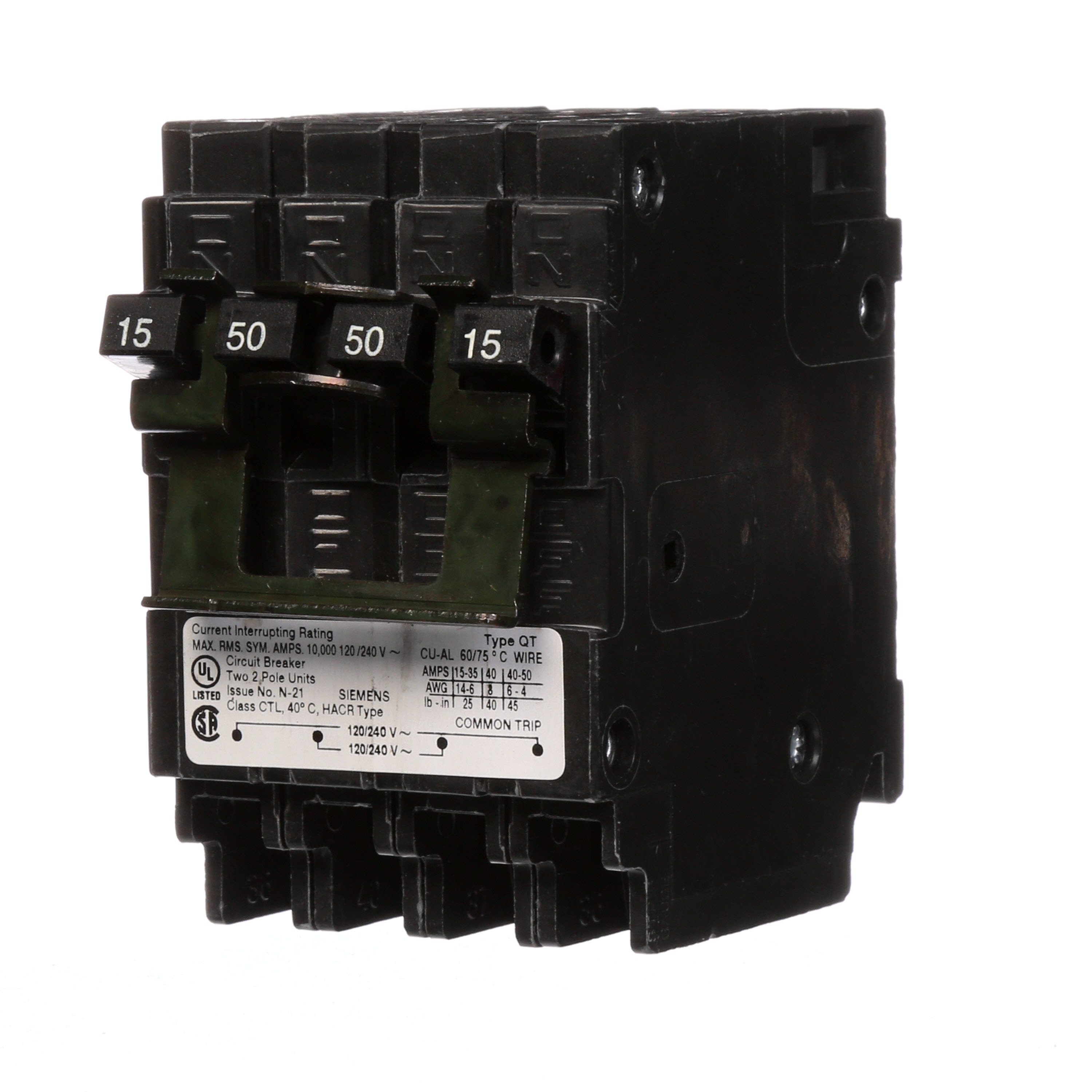 Siemens Q21550CT2 QT 15-amp/50-amp 4 -Pole Quad Circuit Breaker