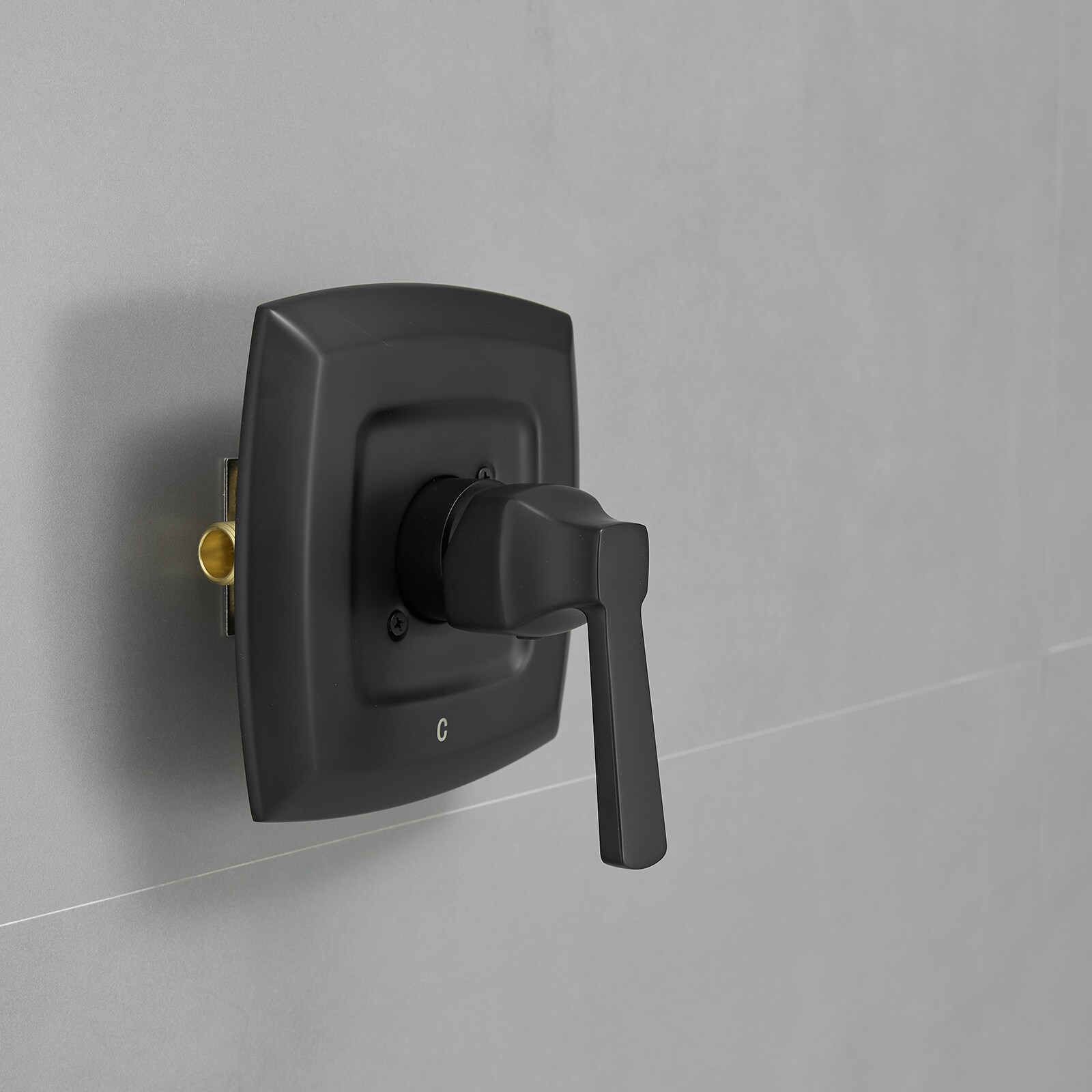 Matte Black Square Rainfall Shower Faucet Set with Tub Spout