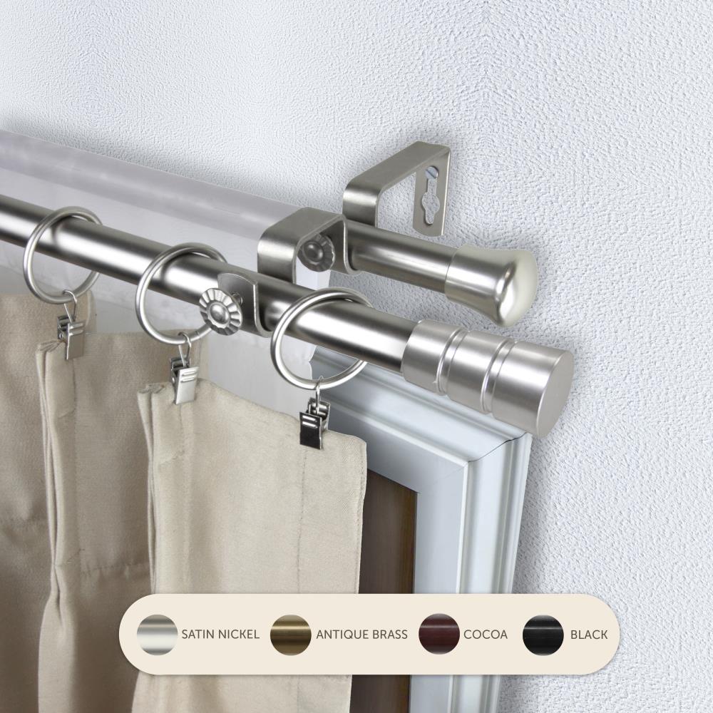 Hart & Harlow L4730-285 13/16-in Barnes 28-in to 48-in Satin Nickel Steel Double curtain rod with Finials