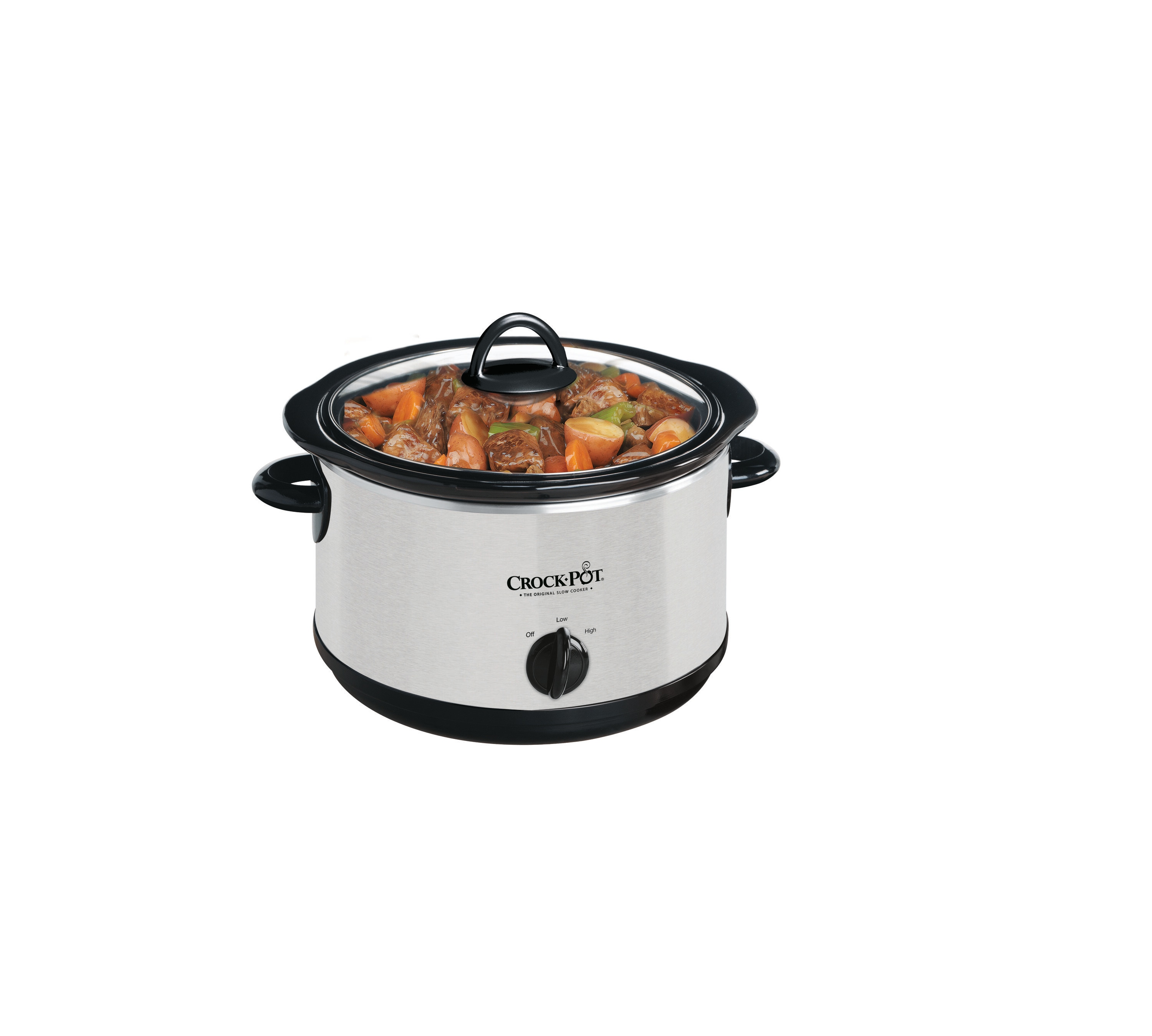 Crock Pot 4 Quart Smudge Proof Stainless Round Slow Cooker in the Slow Cookers department at Lowes