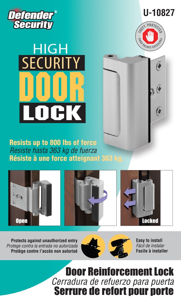 Prime-Line Door Reinforcement Lock, in. Stop, Aluminum Construction,  Satin Nickel Anodized Finish in the Entry Door Flip Locks department at 