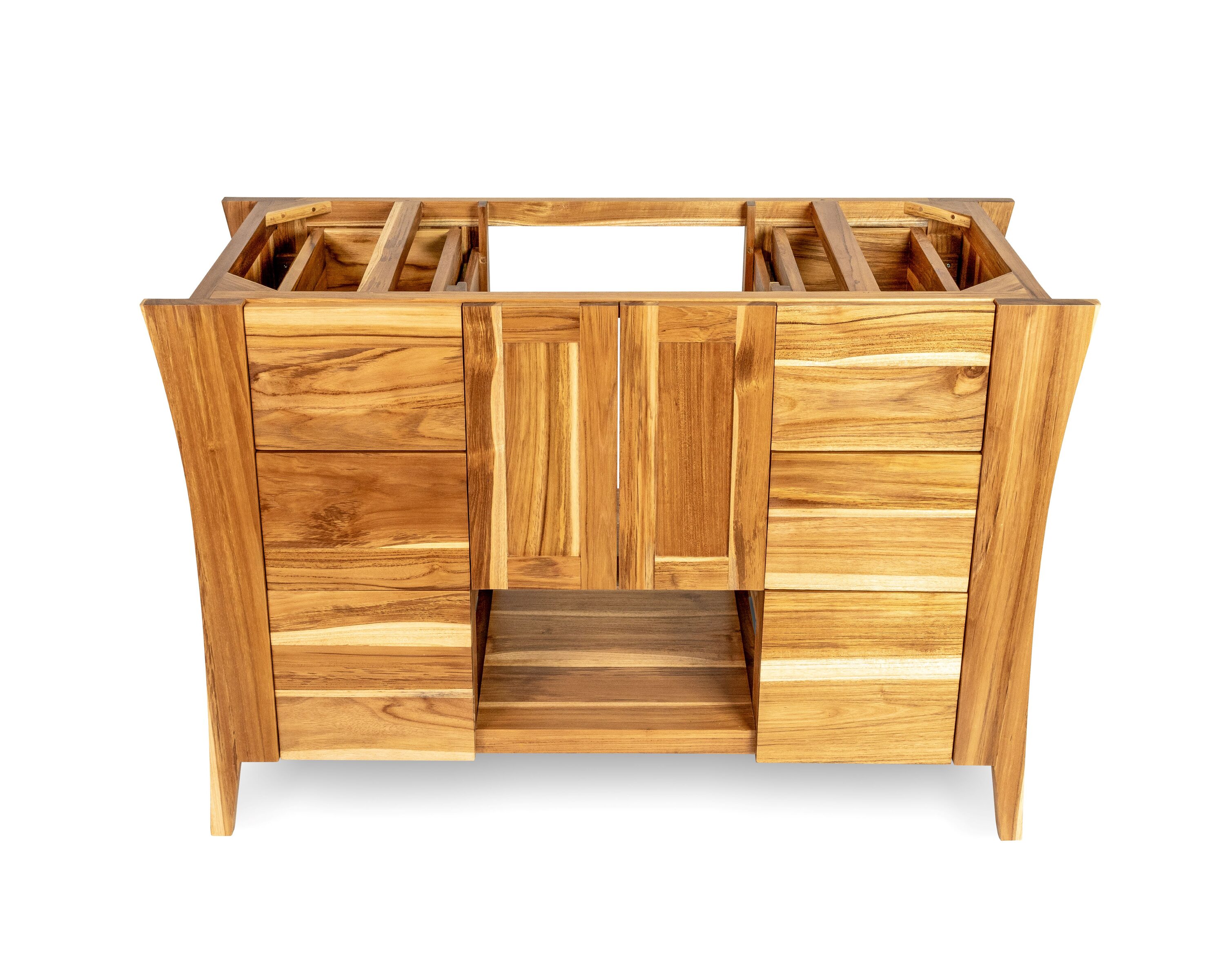 EcoDecors CT-BT-48-1 Curvature 48-in Natural wood Floating Bathroom Vanity Base Cabinet without Top