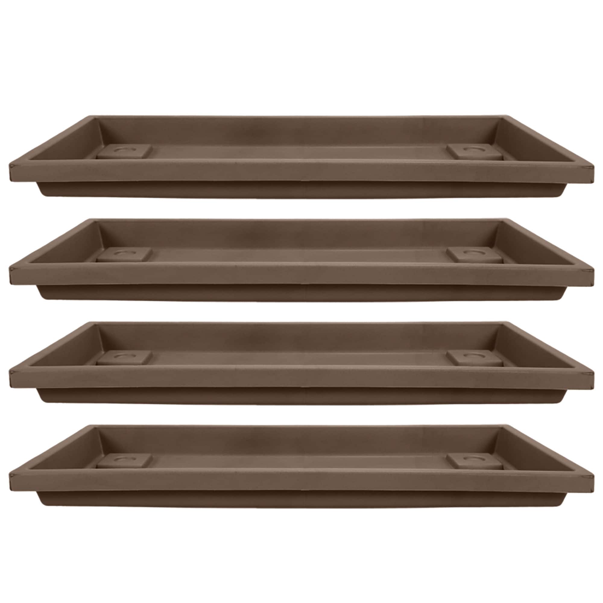 The HC Companies 400738 4 -Pack 16.5-Inches Brown Plastic Plant Saucer