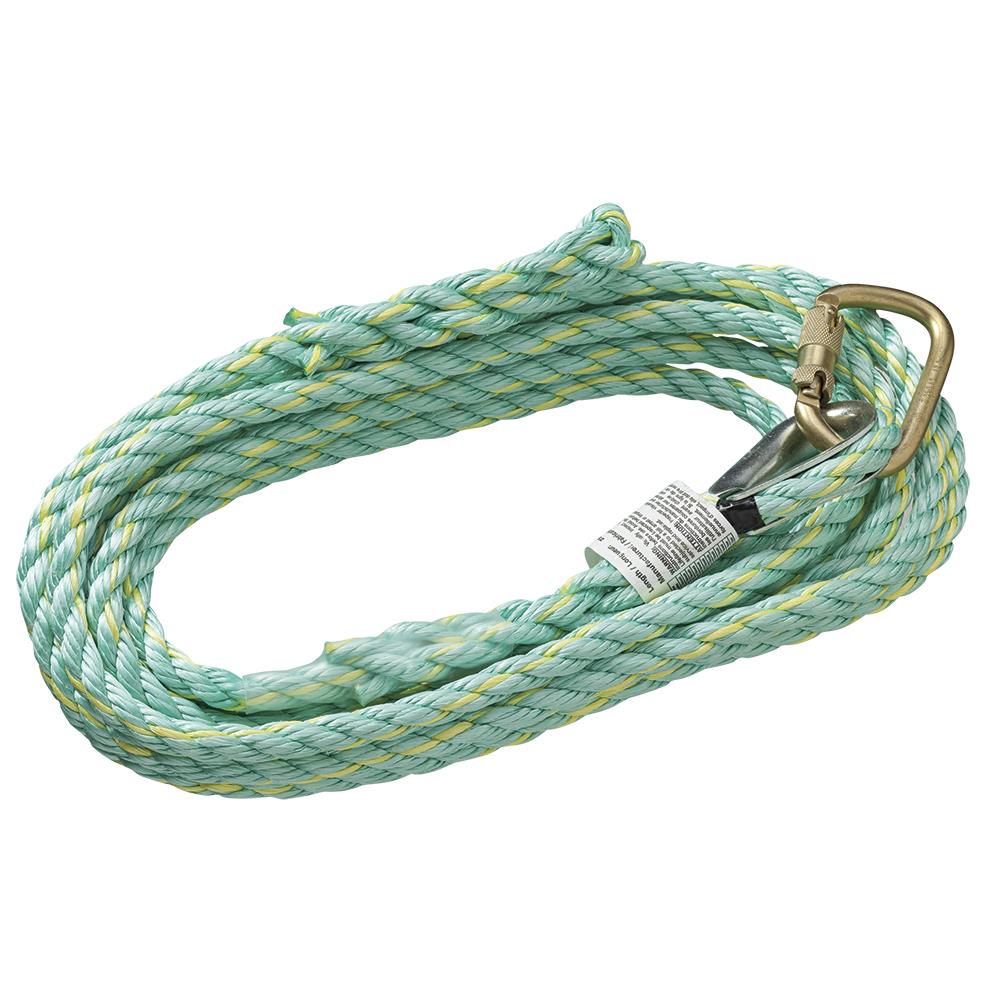 PeakWorks Premium Vertical Lifeline Rope with Back Splice and Carabiner,  25-ft L., Green in the Safety Accessories department at