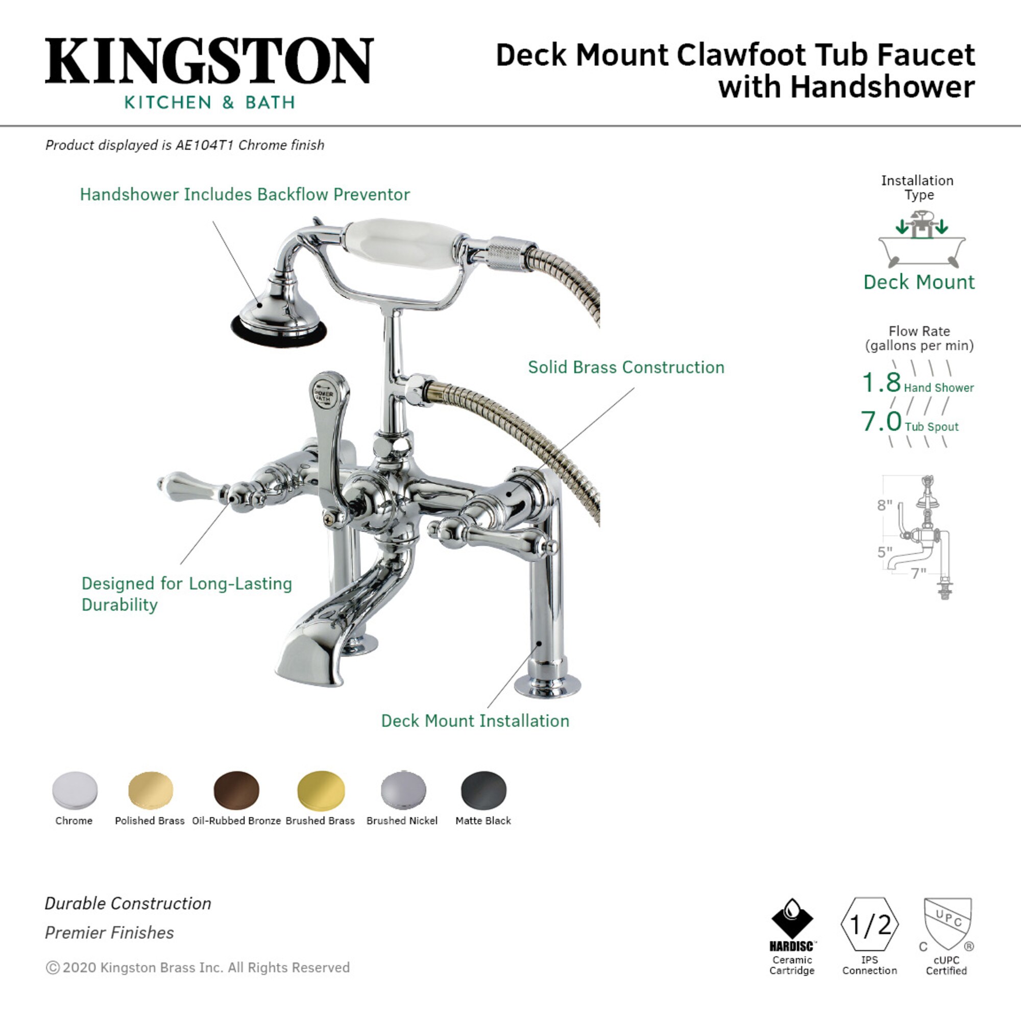 Kingston Brass WLAE103T0 Roman-Tub-Faucets - View #3