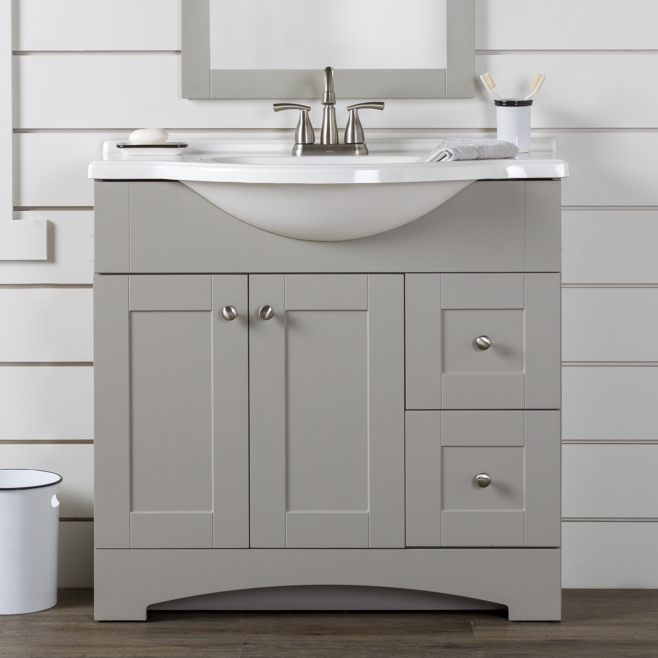 Hayes 37-in Gray Single Sink Bathroom Vanity with White Cultured Marble Top | - Diamond NOW C36W30060