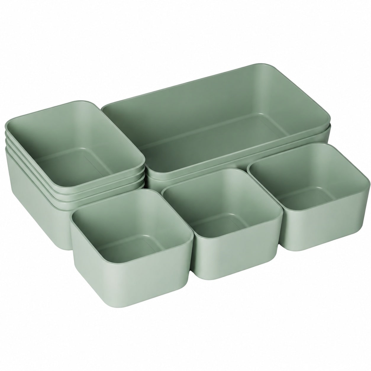 Aoibox  Plastic Drawer Organizer Set of 10 Bins with Multiple Sizes for Makeup Bathroom Kitchen and Office