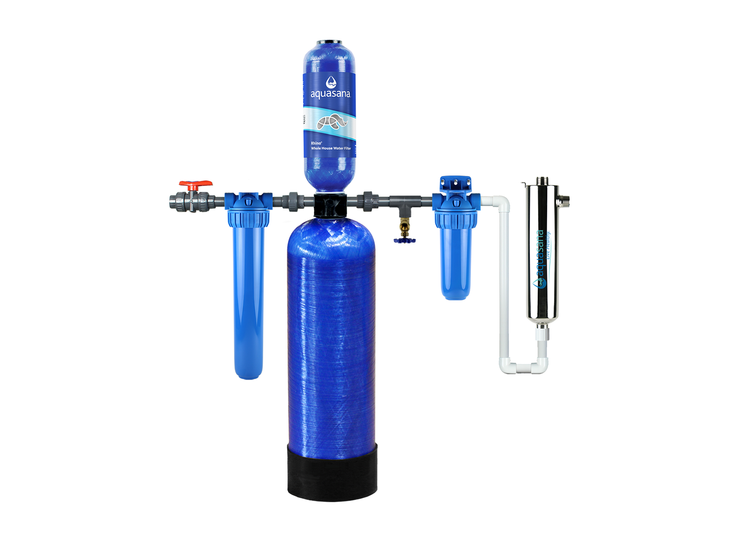 Rhino 14.7-GPM Kdf Whole House Water Filtration System in Blue | - Aquasana WH-WELL-UV