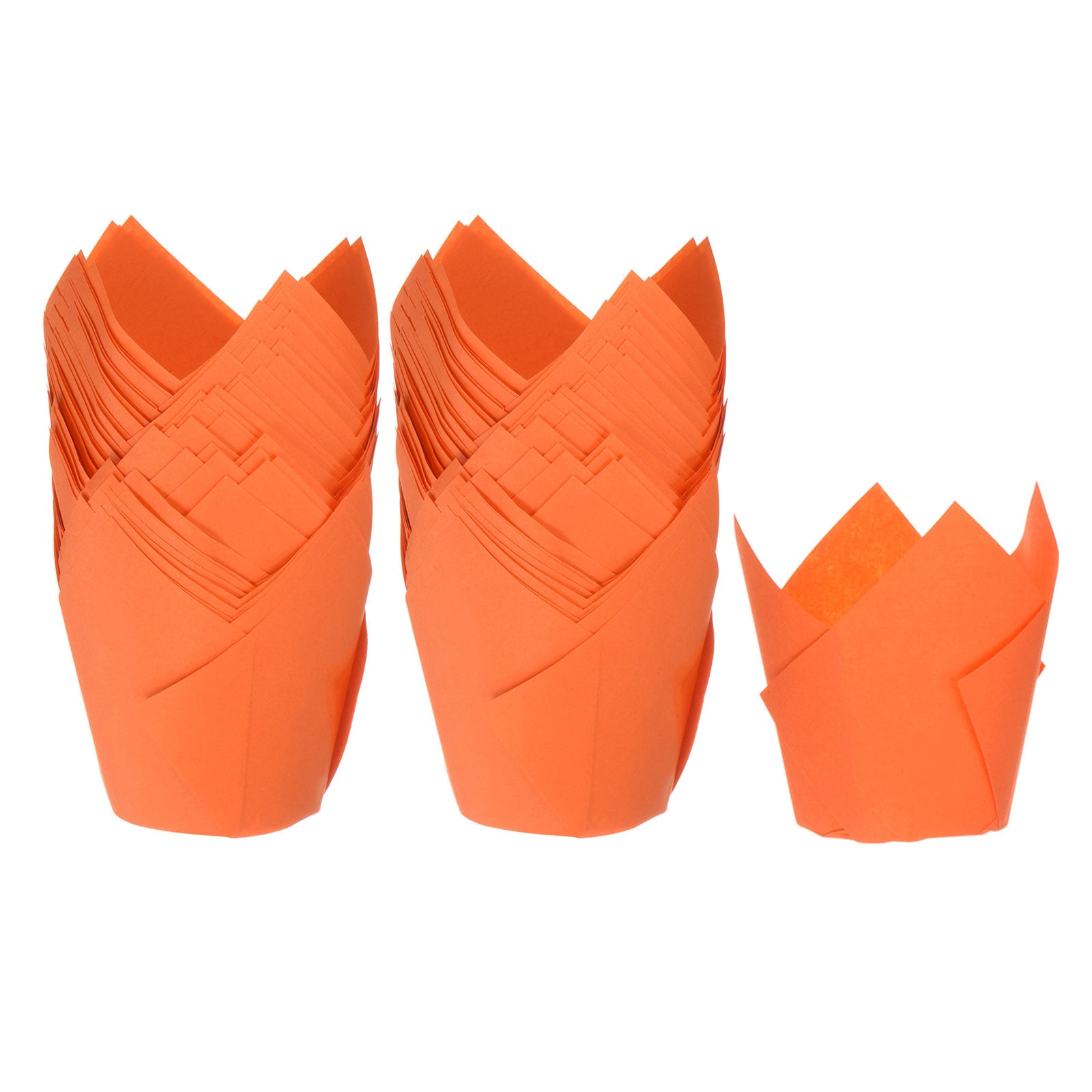 Harfington 100pcs Tulip Cupcake Liners Standard Paper Baking Cups Greaseproof Wrappers Disposable for Birthday Banquets Party Orange