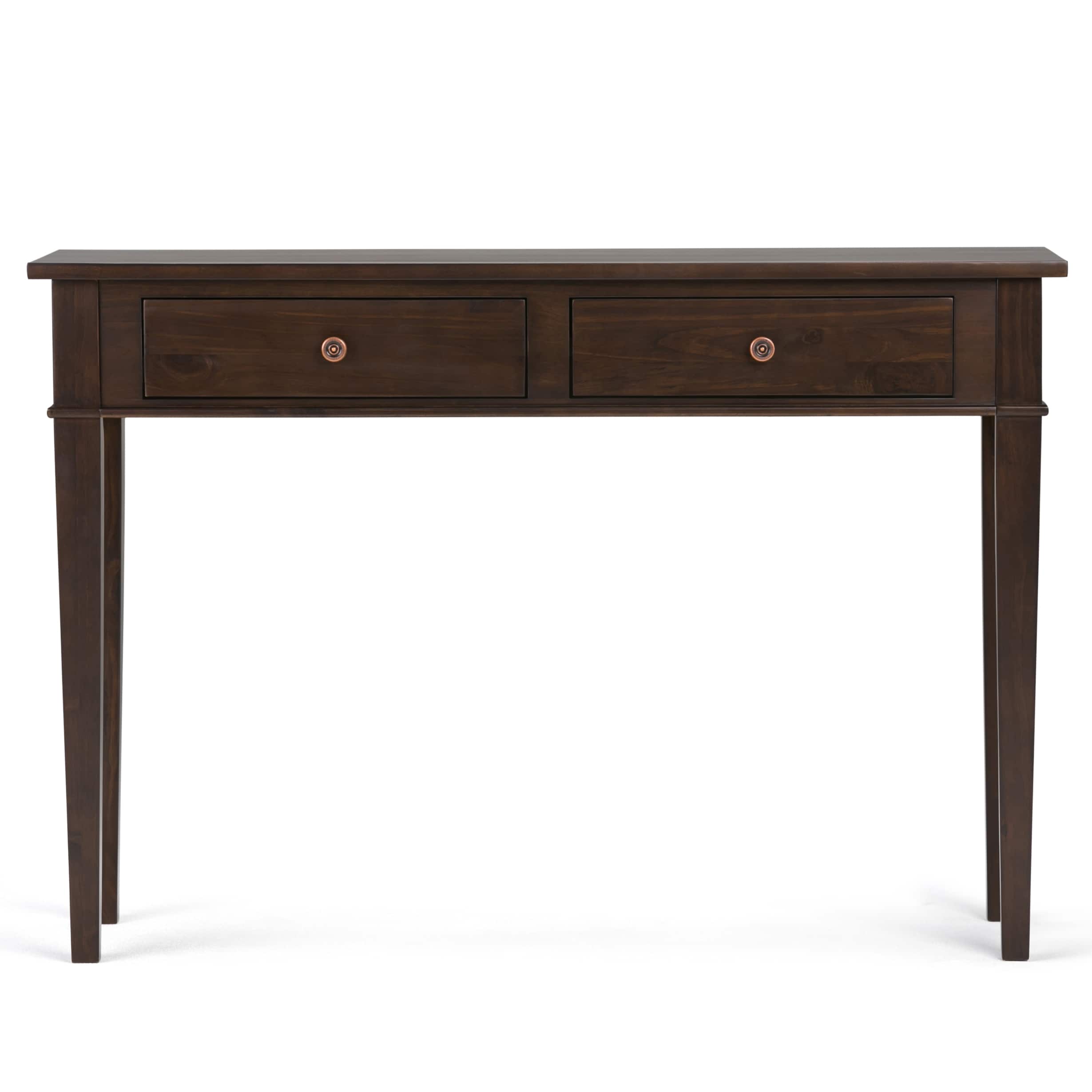 Carlton Dark Tobacco Solid Pine Console Table with Storage
