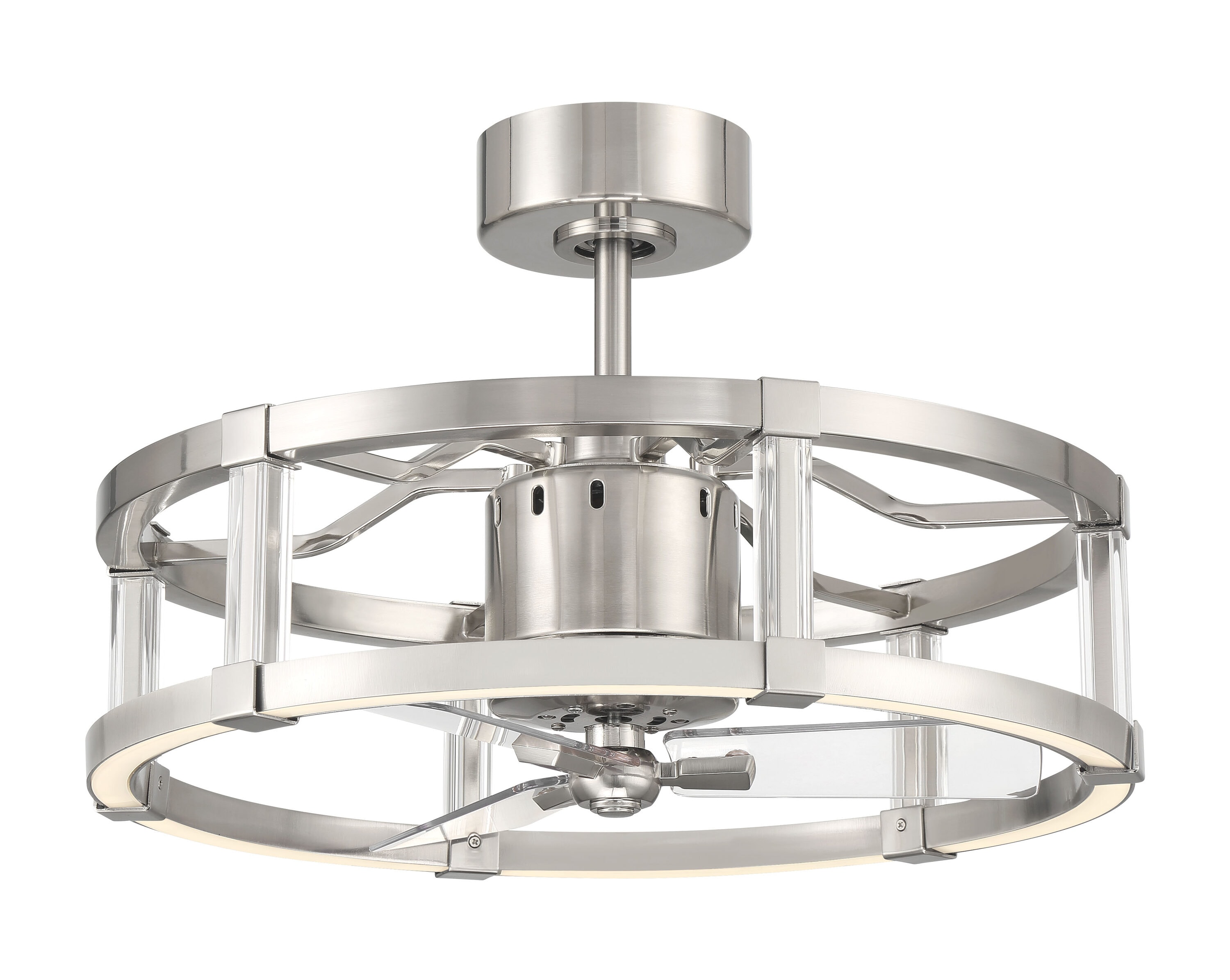 Brushed Polished Nickel 18" Ceiling Fan with LED Lights and Remote