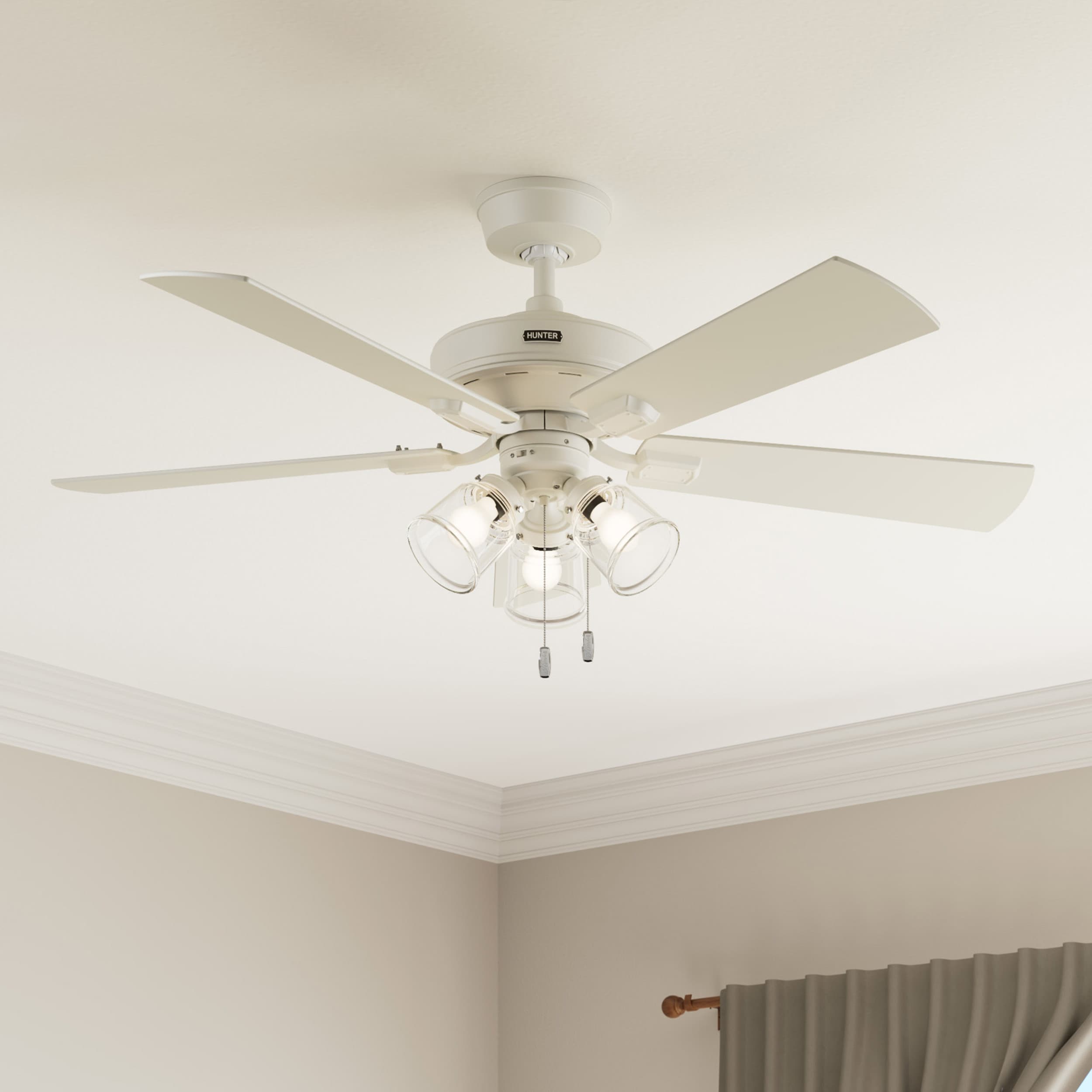 Hunter Crestfield Easy Install 52-in Fresh White LED Indoor Ceiling Fan ...