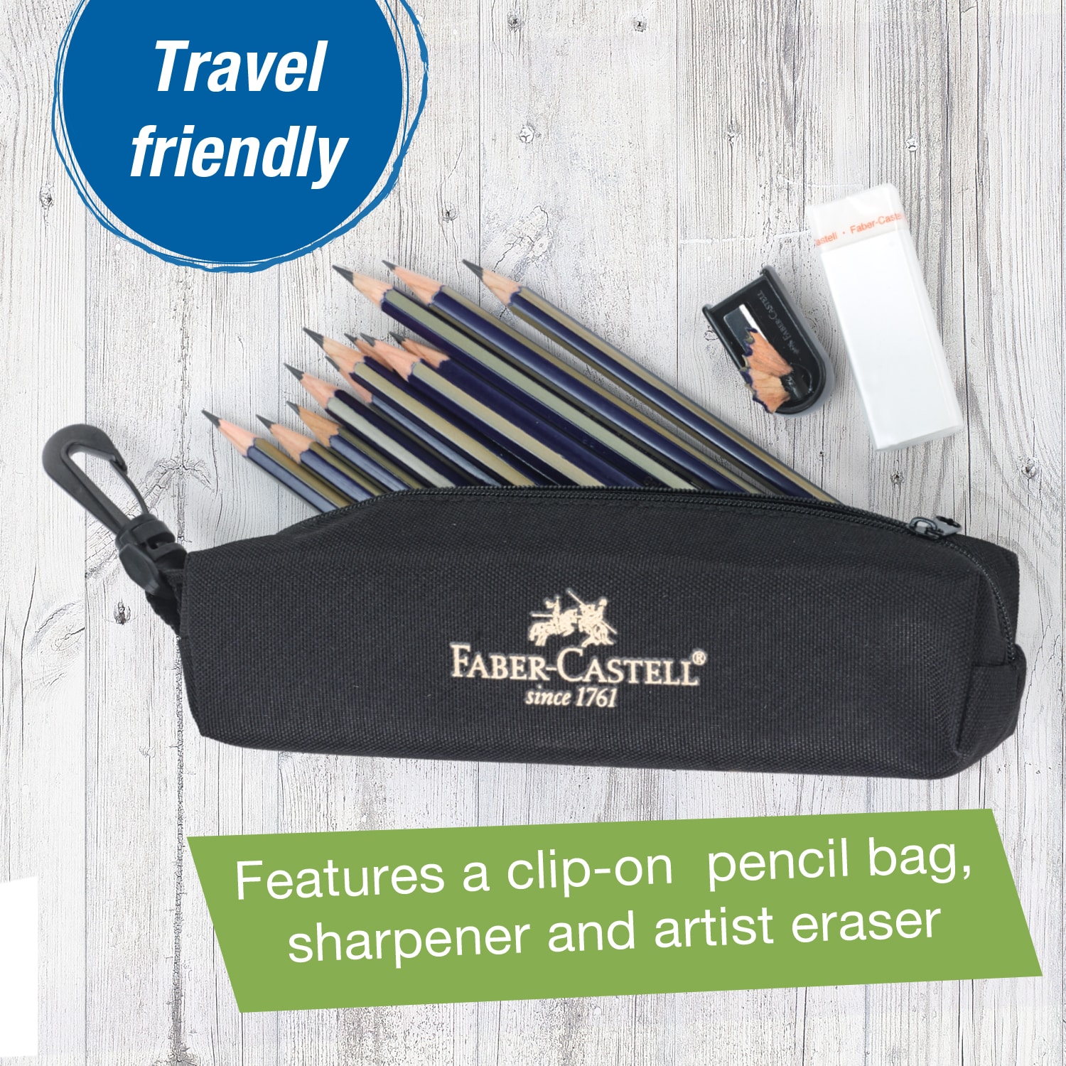 Faber-Castell Castell 9000 12 Pencil Bag Set with Eraser & Sharpener