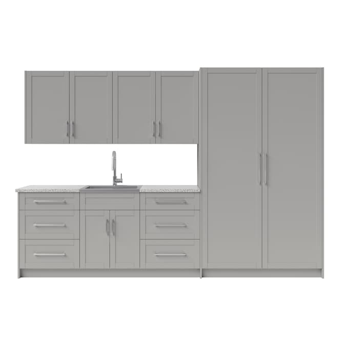 Newage Products Home 11 Piece Kitchen Cabinet Set With Pantry Cabinet And Sink Gray In The Kitchen Cabinets Department At Lowes Com