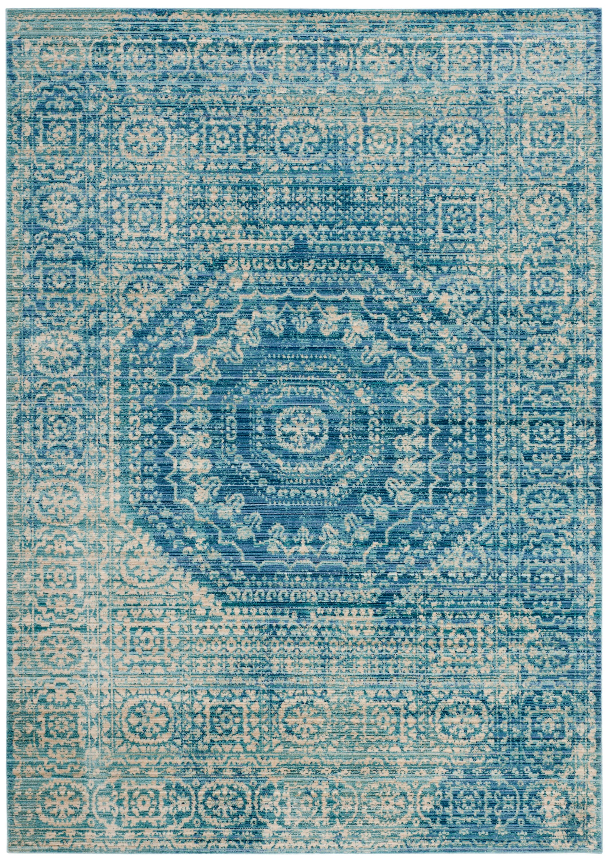 Safavieh VAL205R-6 Valencia Konye 6 x 9 (ft) Loomed Polyester Blue/Multi Rectangular Indoor Abstract Vintage Area rug