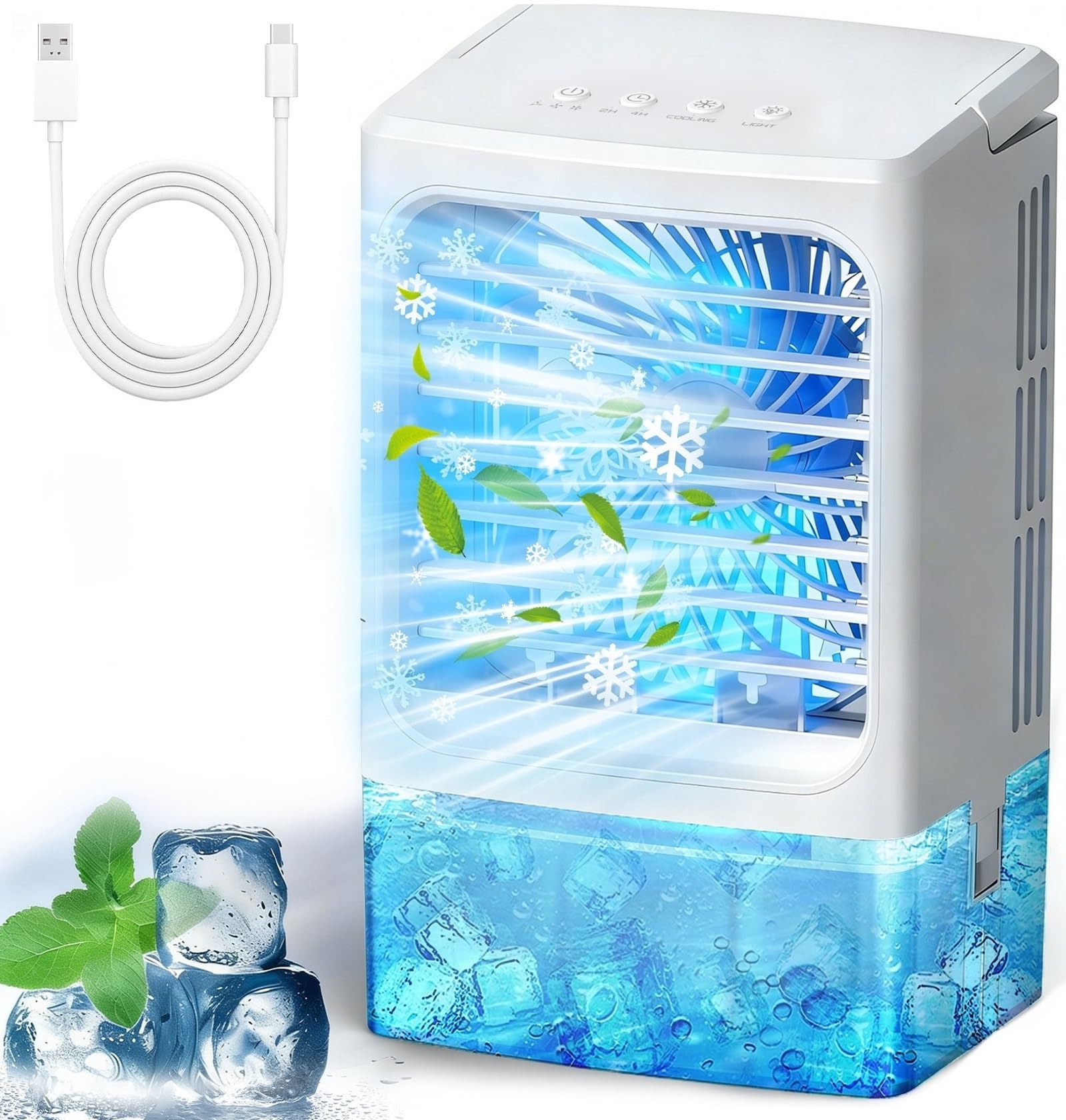 LAIFUCAM Portable Air Conditioners with 1500ml spray/hour Mini Air Conditioner Portable AC Small AC Unit 3 Speed Wind and 7 Colorful LED Light Cool