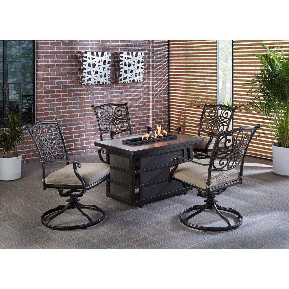 Hanover TRAD5PCRECSW4FP-TAN Patio-Conversation-Sets - View #14