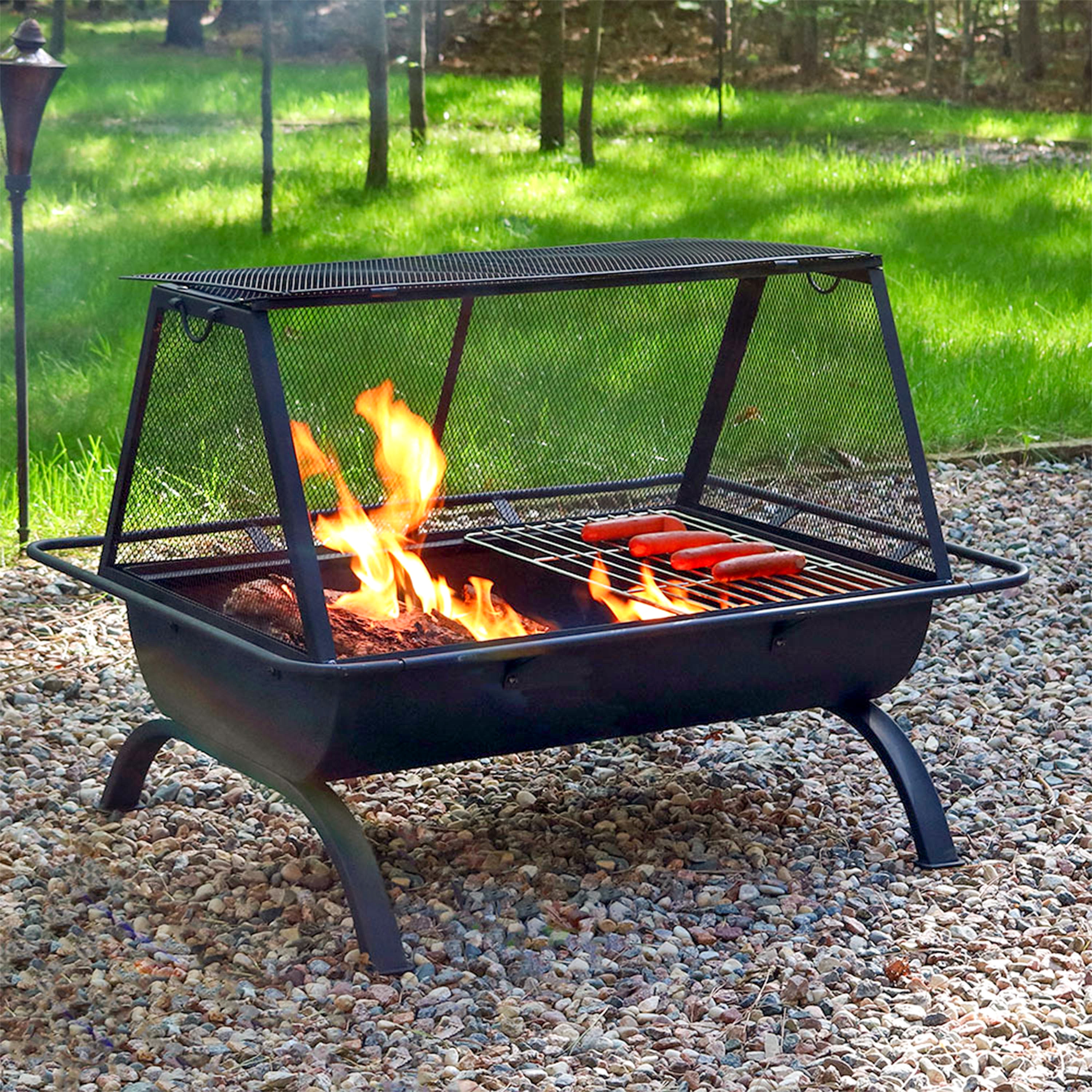 Sunnydaze Decor 27-in W Black Steel Wood-Burning Fire Pit NB-NW201