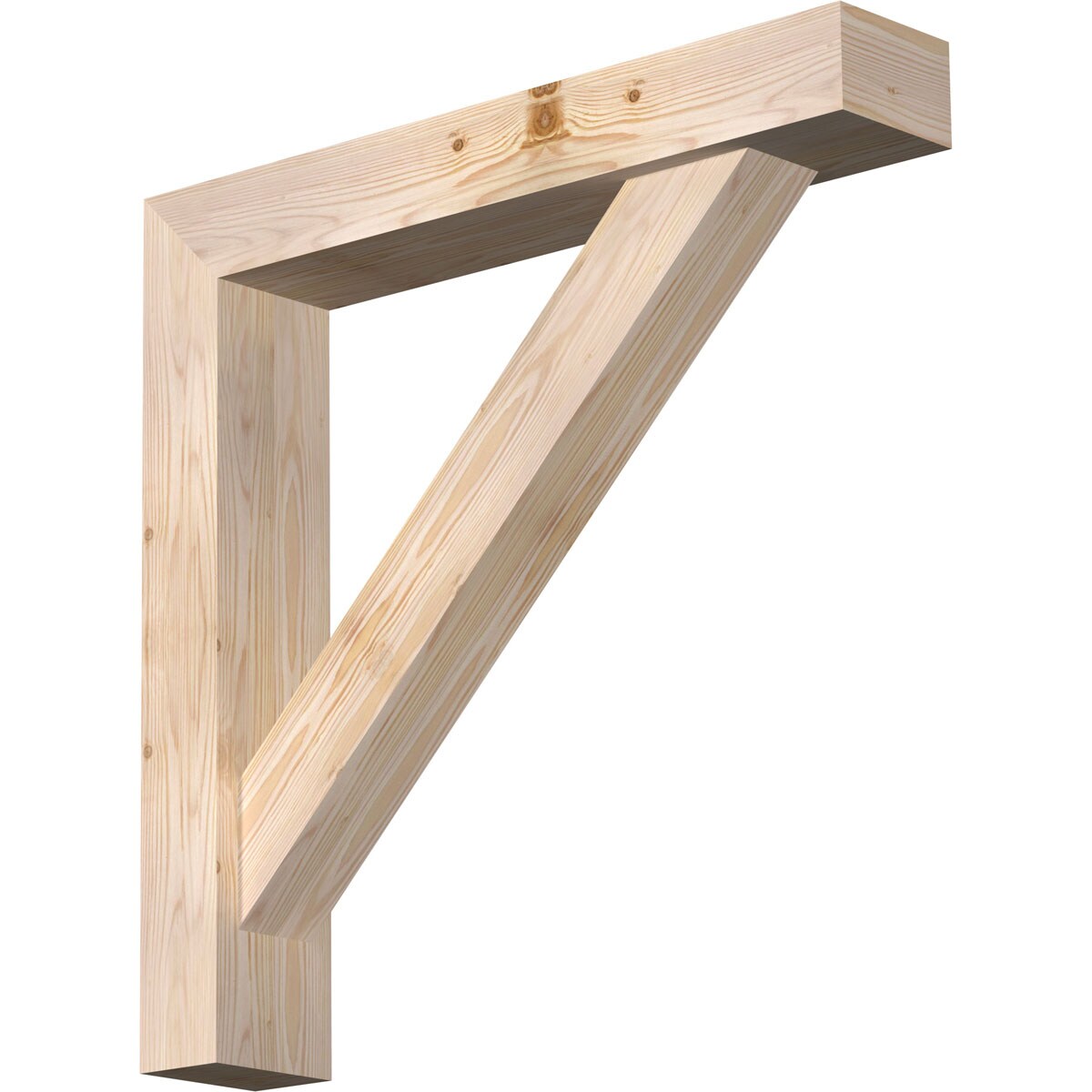 Ekena Millwork 1465055 Traditional Block Smooth Bracket with Offset Brace Douglas Fir Wood Standard Bracket