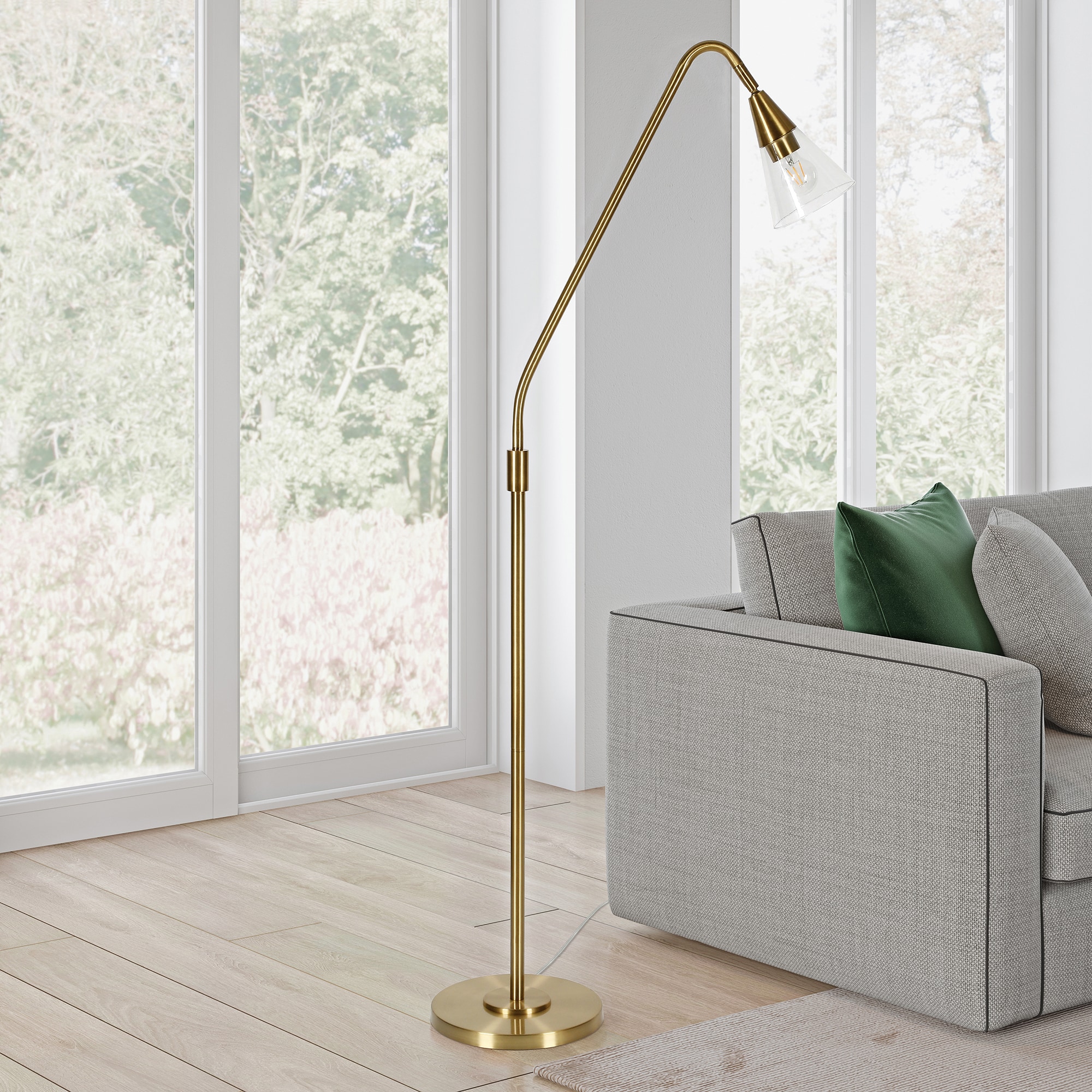 Hailey Home Challice 65.75-in Brass Floor Lamp in the Floor Lamps