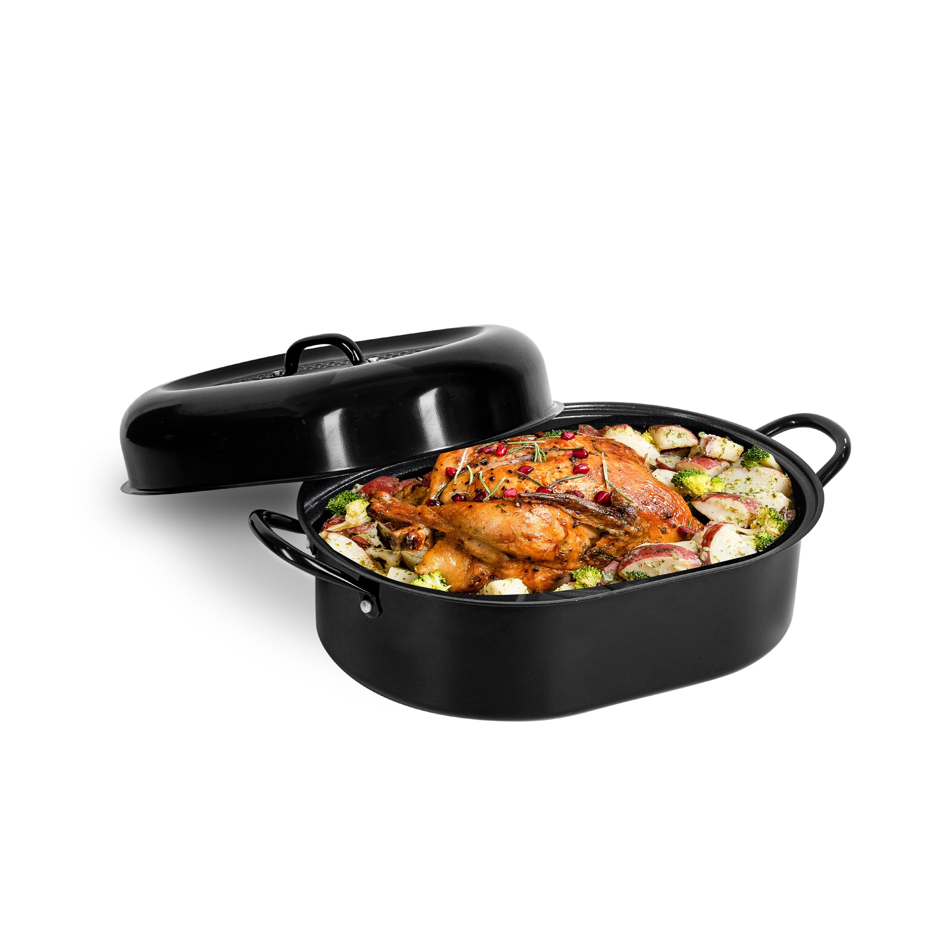 Granite Ware 18 Covered Oval Roaster, 15 Pound Capacity, Roasting Pan