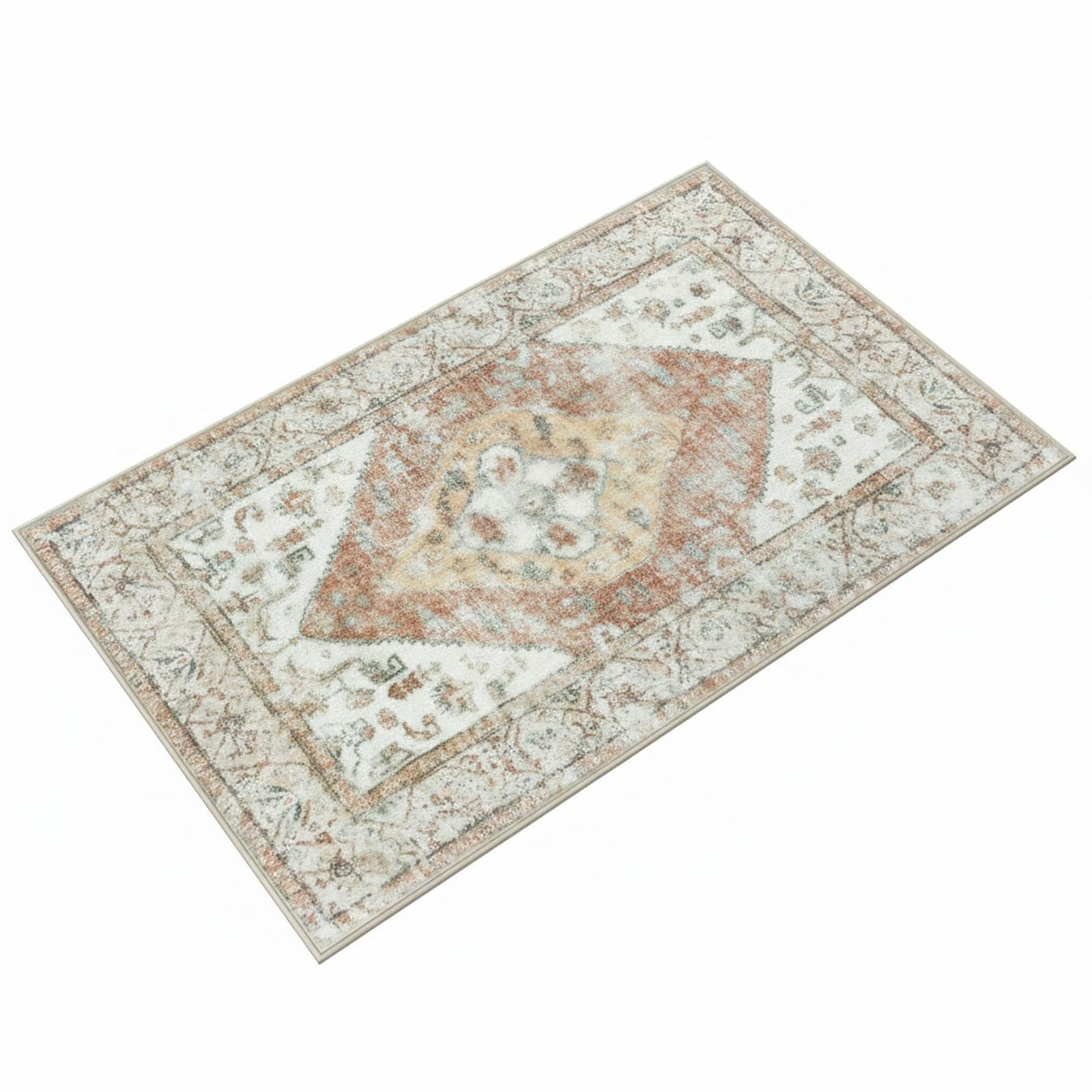Paradigms Interiors Boho Bathroom Rug Oriental Tribal Bath Mat Soft Shaggy Non-slip Machine Washable Vintage Distressed Multifunctional