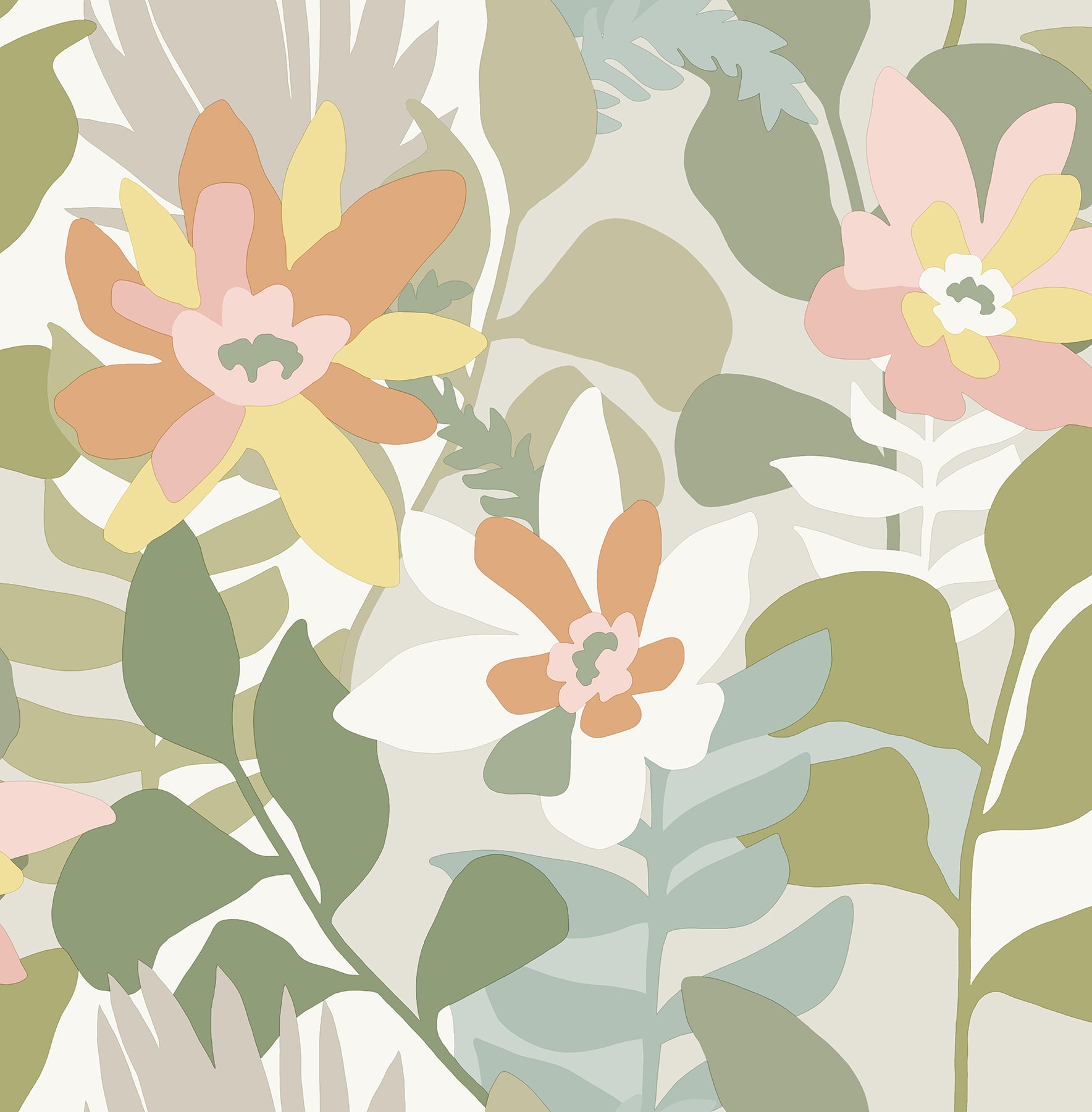 A-Street Prints 4014-26453 Seychelles 56.4-Sq. Feet Pastel Non-woven Ivy/Vines Unpasted Wallpaper
