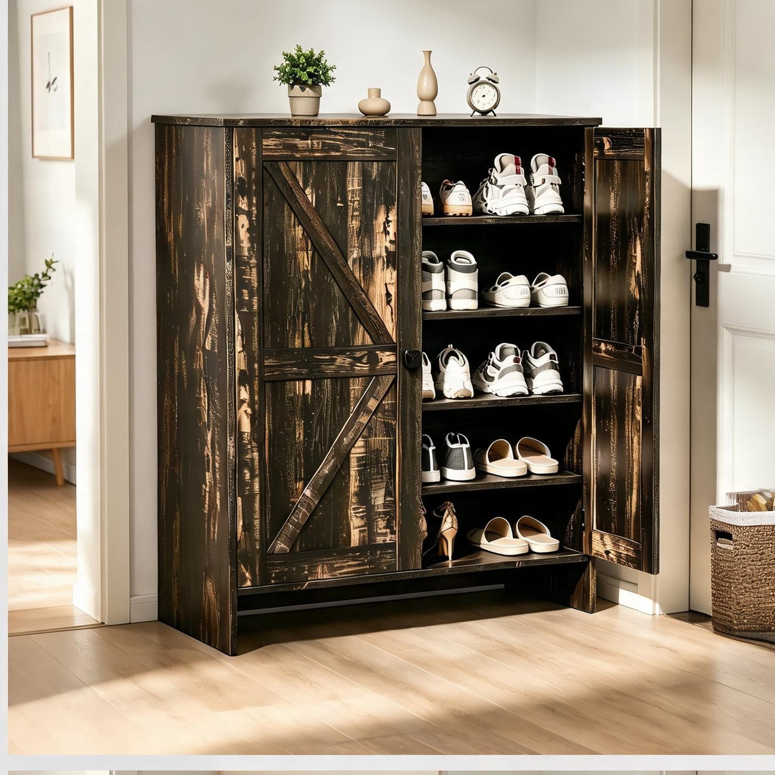 SunJet Black Oak Triamine Particleboard Cabinet 36.42 in