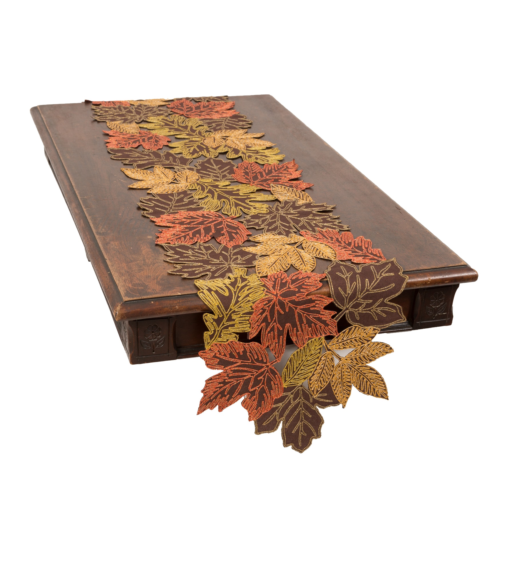 XIA Home Fashions 90-in Leaves Tabletop Decoration Table Runner in the ...