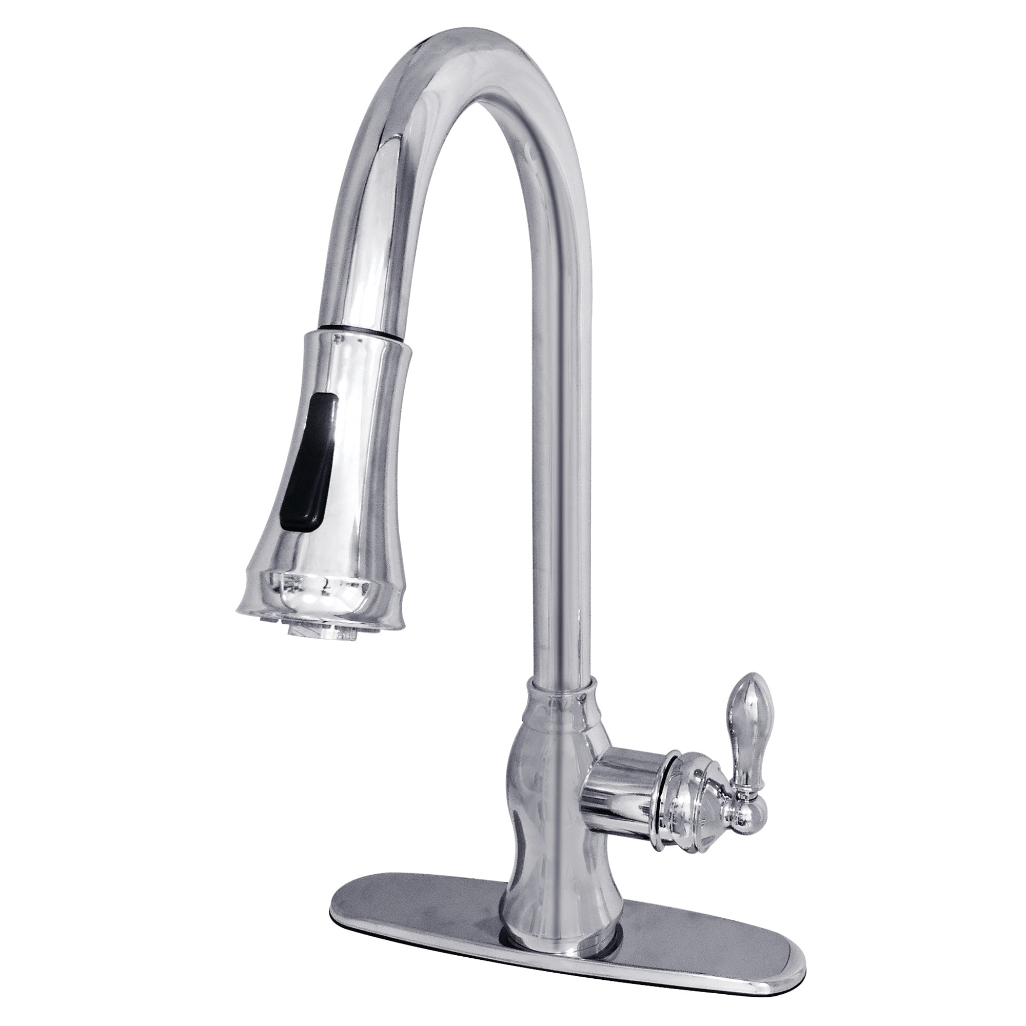 Kingston Brass WLGS7771ACL American Classic Chrome Single Handle Deck-mount Pull-down Kitchen Faucet with Sprayer ( Deck Plate Included )