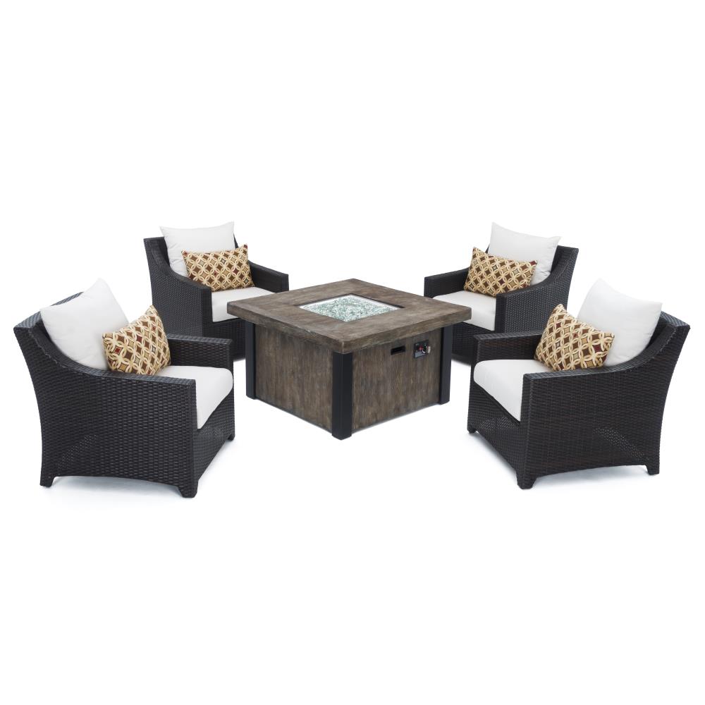RST Brands OP-PECLB5FT-MOR-K Deco 5-Piece Wicker Patio Conversation Set with Off-white Sunbrella Cushions