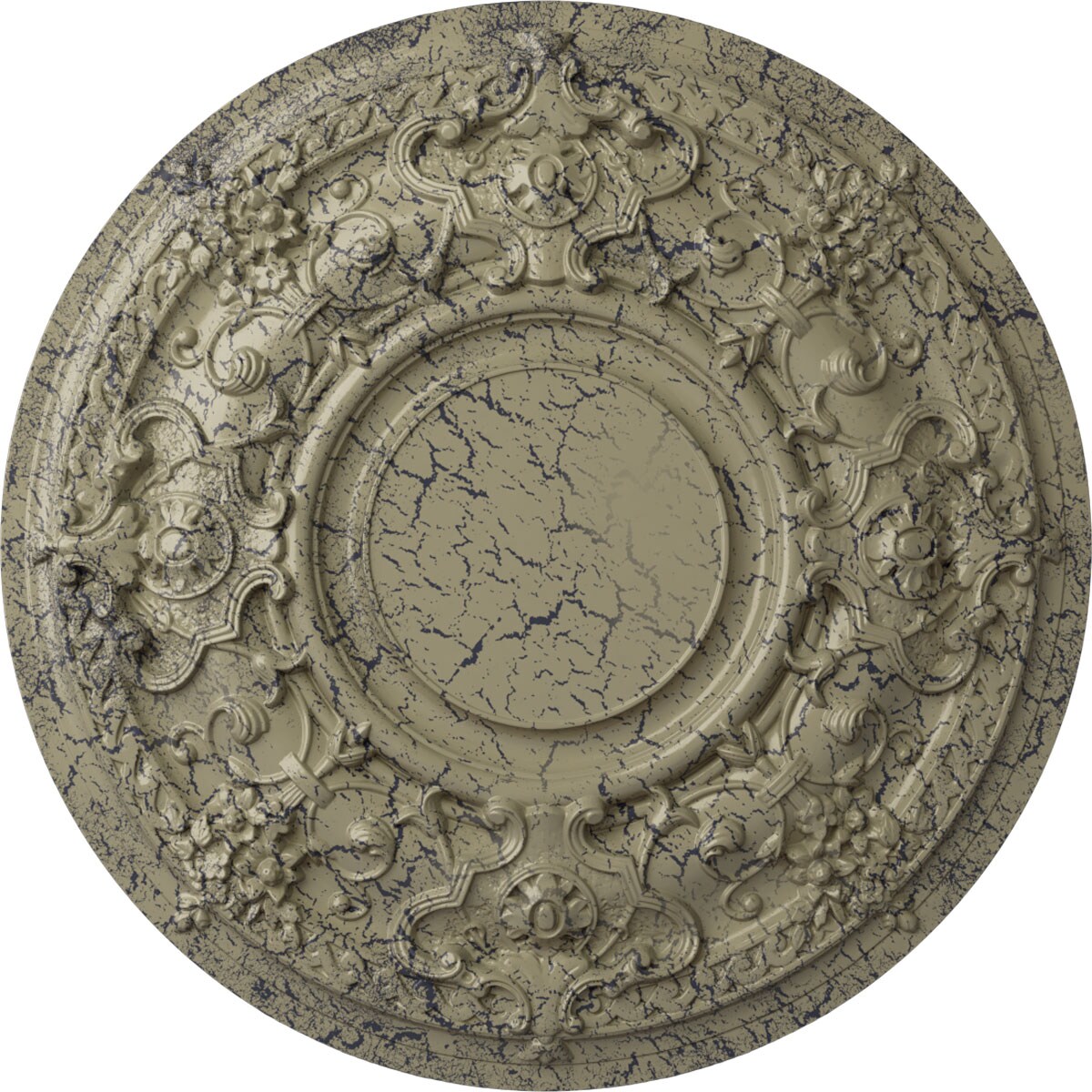 Ekena Millwork CM32JACSC Jackson 32.75-in W x 32.75-in L Painted Castle Stone Crackle Polyurethane Split Ceiling Medallion