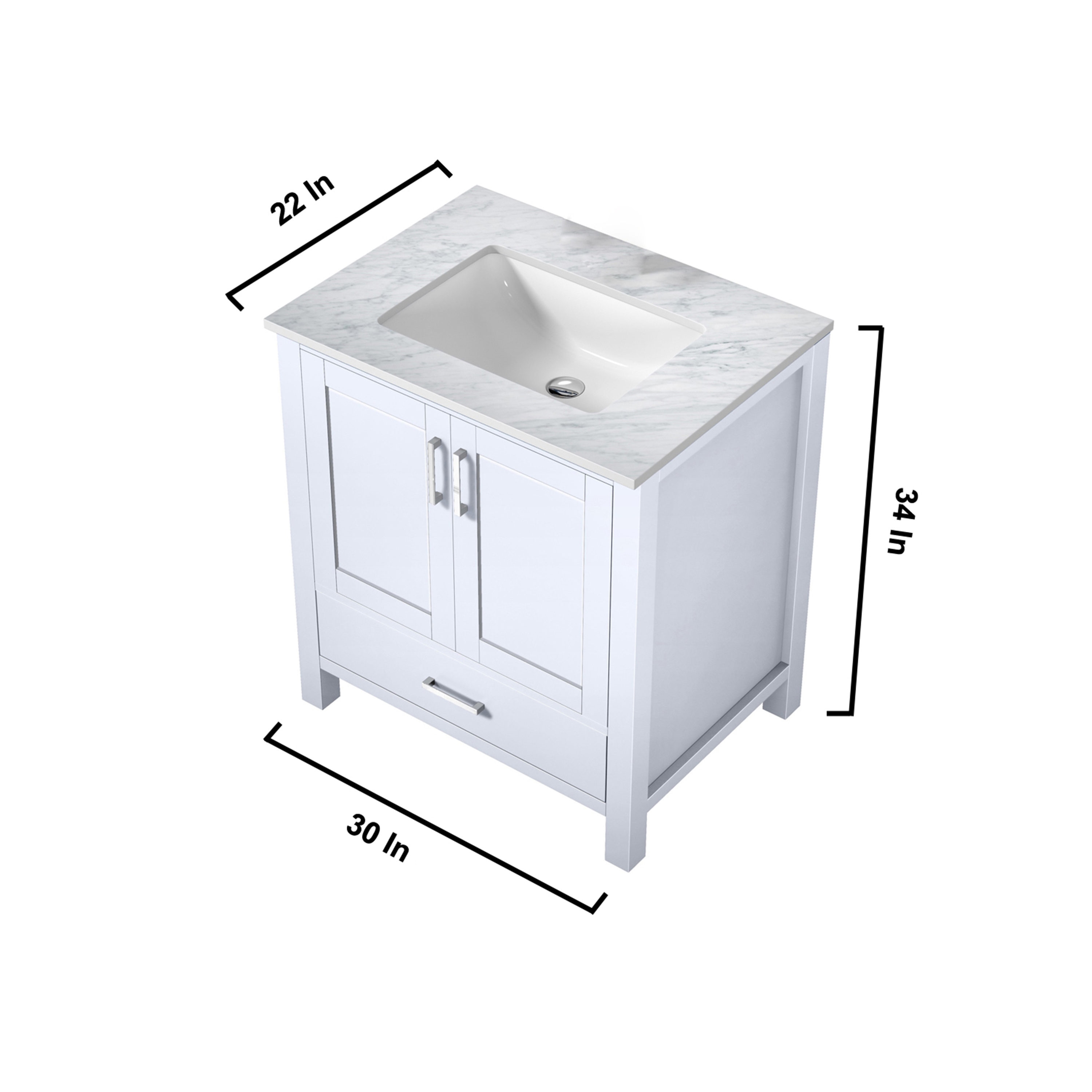 Lexora Jacques 30-in White Undermount Single Sink Bathroom Vanity with ...