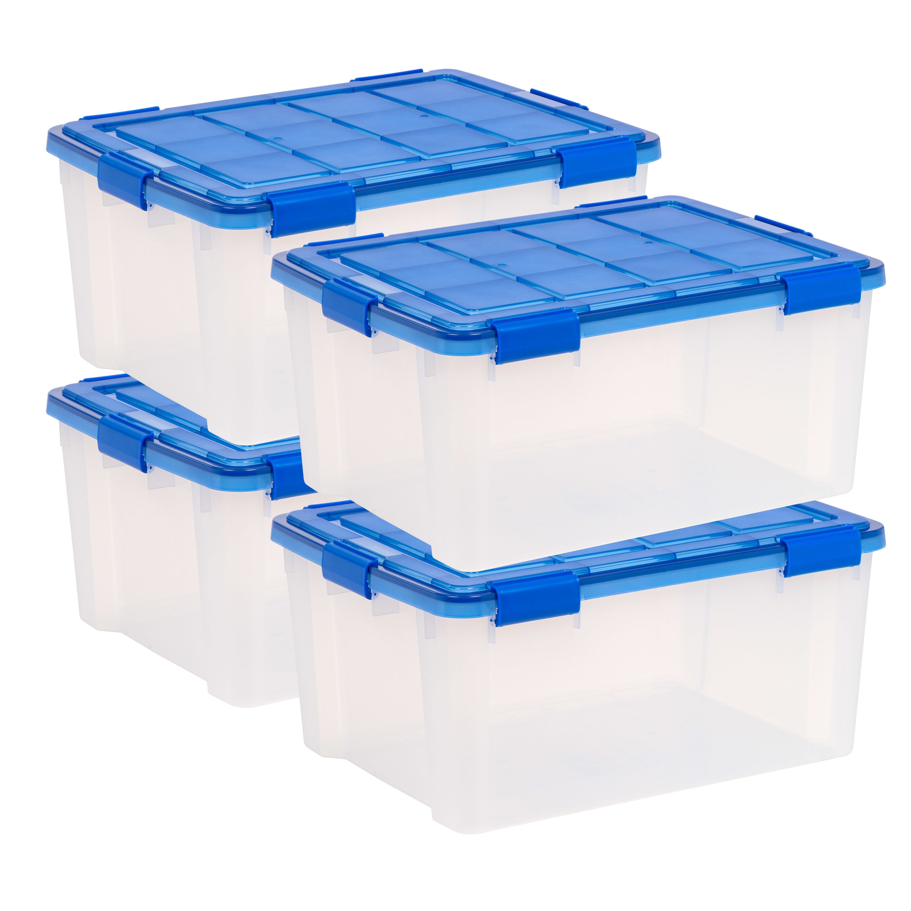 IRIS 4-Pack Element resistant storage Medium 15-Gallons (60-Quart) Blue  Weatherproof Heavy Duty Tote with Latching Lid in the Plastic Storage  Containers department at