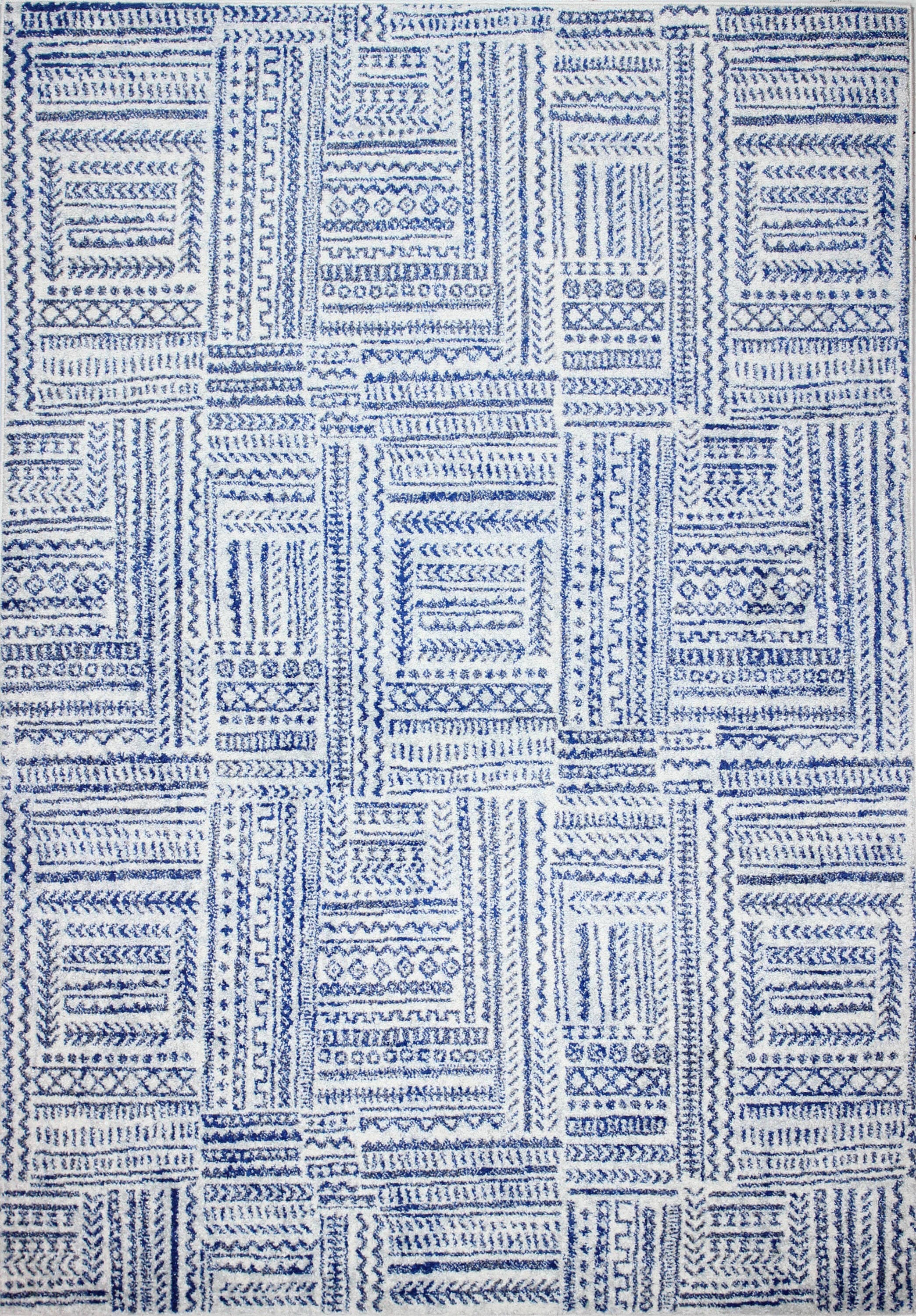 Bashian 649652280615 4 X 6 (ft) Ivory/Blue Indoor Geometric Bohemian/Eclectic Area Rug