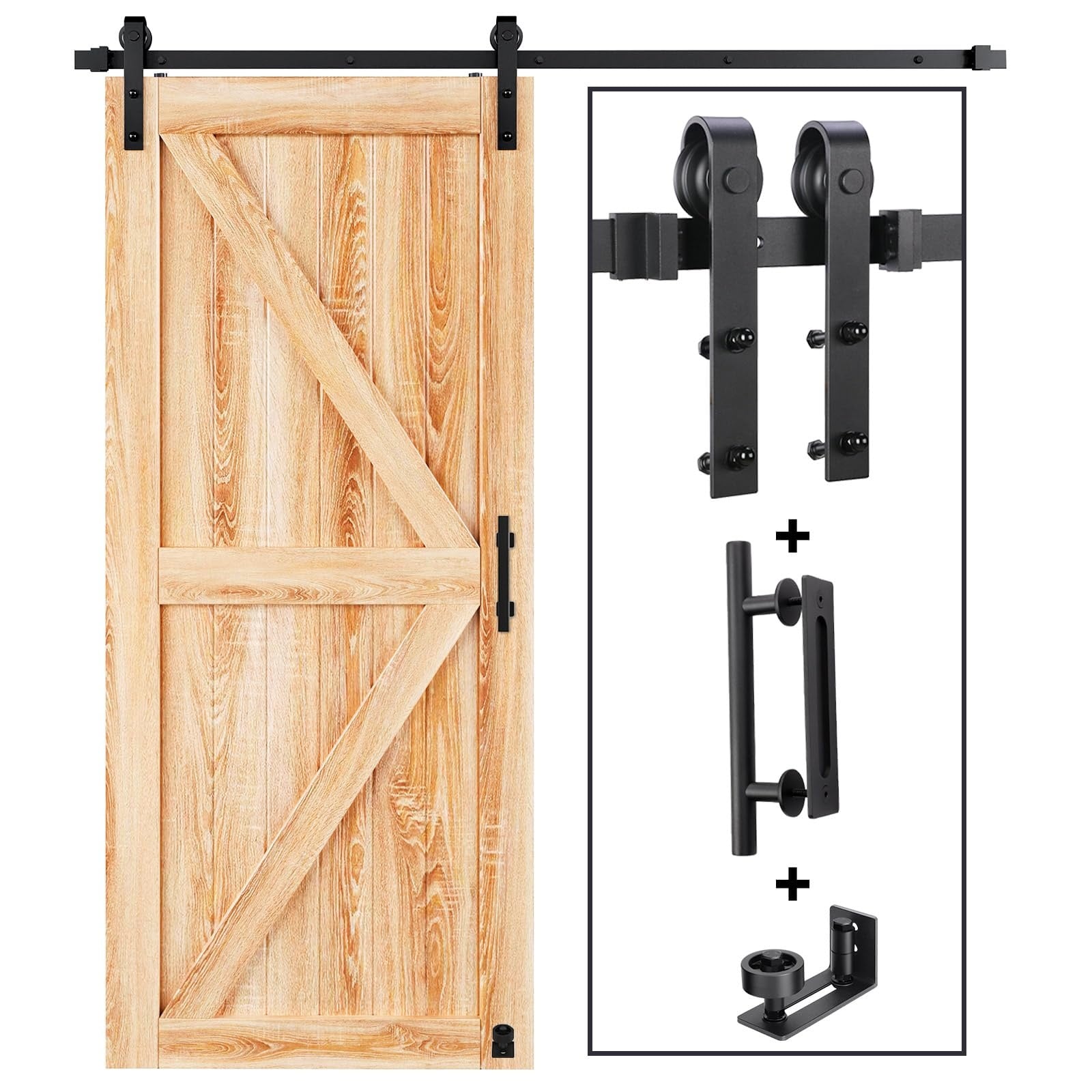 Phyfalip 6.6ft Heavy Duty Sliding Barn Door Hardware Kit 1 Set Solid Steel Black Finish Fits 36 to 40 Inch Wide Doors 220lb Capacity Easy Install #LPF0502Q13