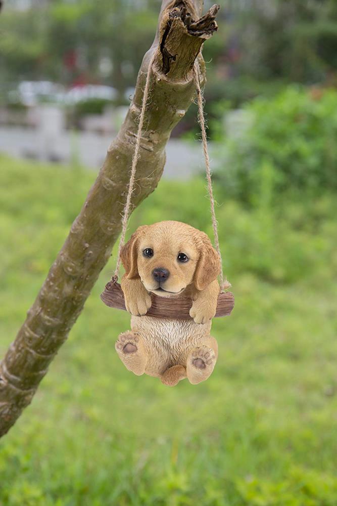 Tan Brown Hanging Golden Retriever Puppy Garden Statue