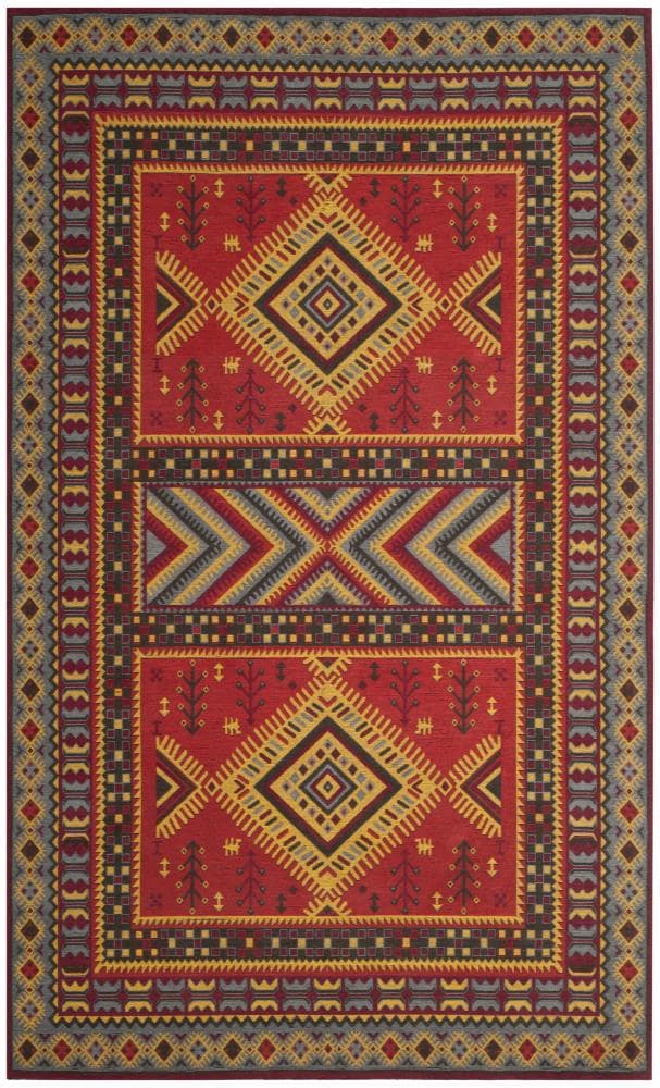 Safavieh CLV511G-5 Classic Vintage Clia 5 x 8 (ft) Loomed Cotton Red/Slate Rectangular Indoor Abstract Global Area rug