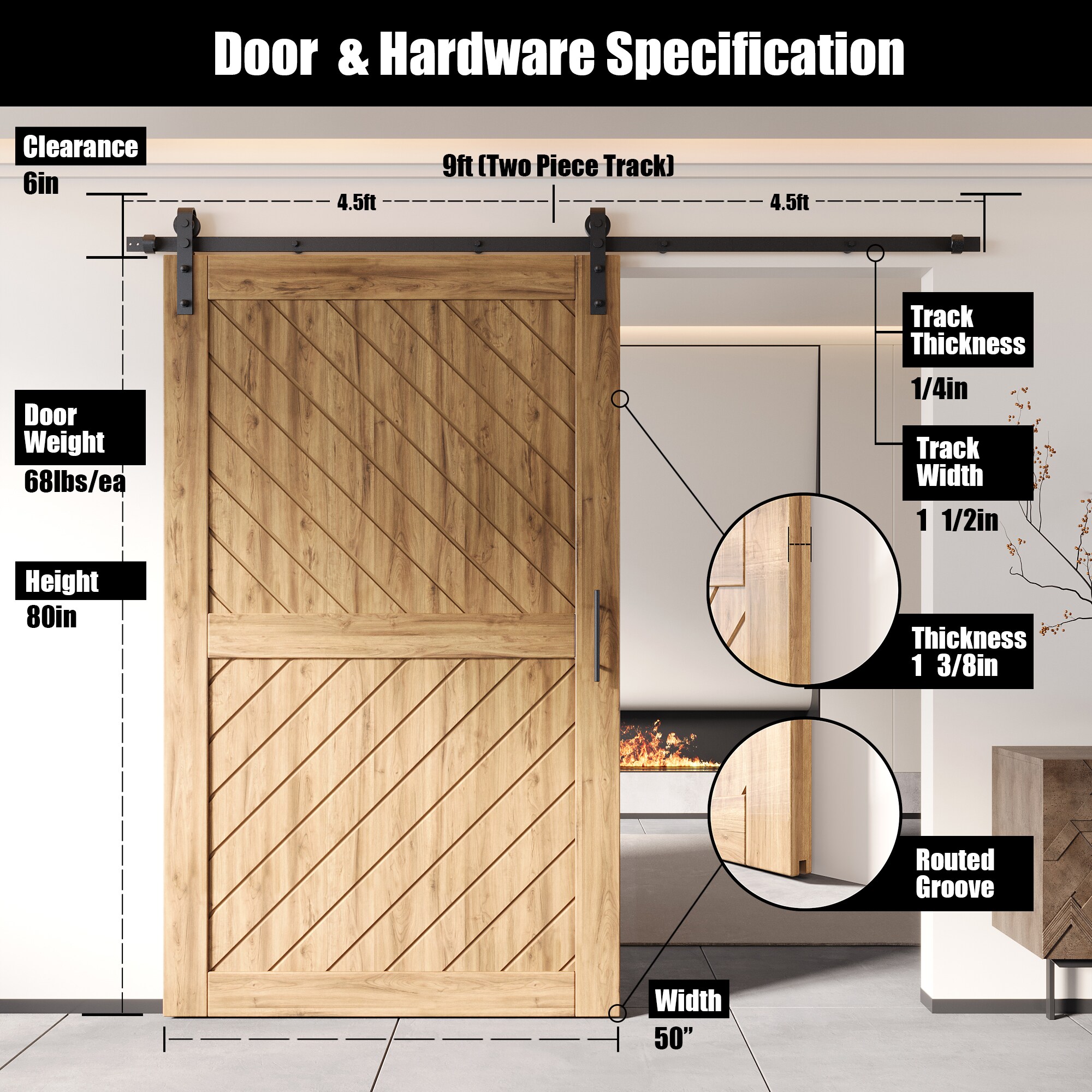 HOMACER YT1TGH108C-XT4-5080 Barn-Doors - View #2