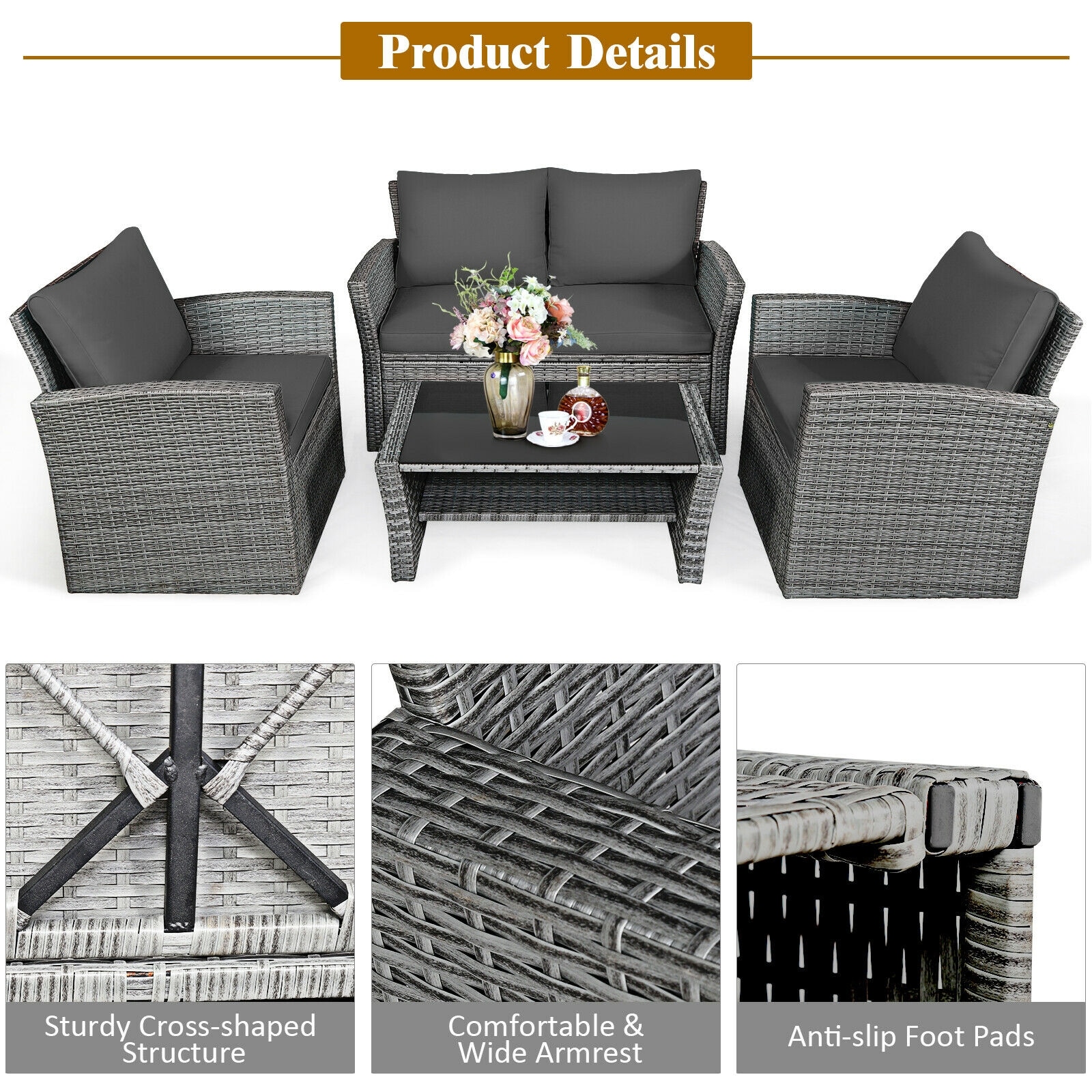 Clihome CWCH-HW67AC841GR+ Patio-Conversation-Sets - View #7