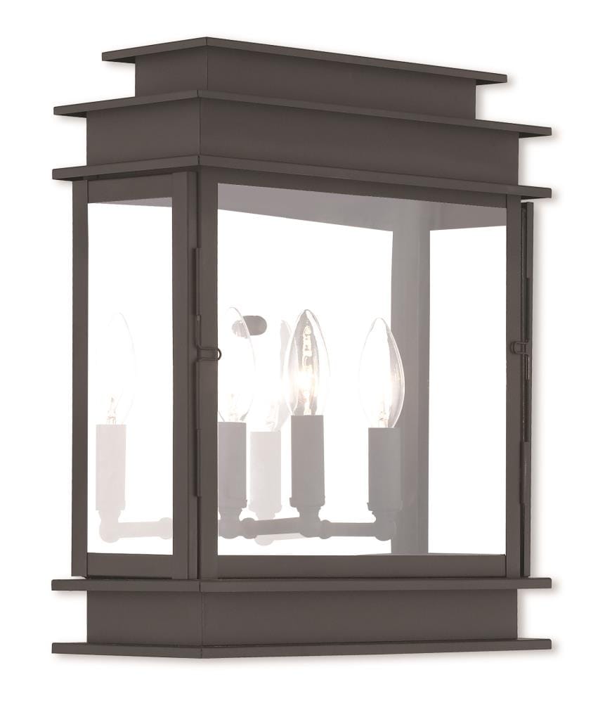 Livex Lighting 20204-04 Princeton 3 -Light 15.25-in H Matte Black Hardwired Outdoor Wall Light